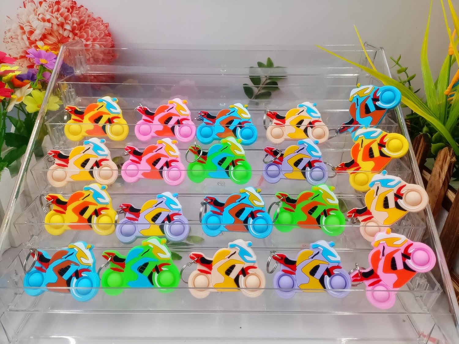 20 Packs Bulk Motorbike shape Bubble mini pop Fidget Key Chain,School Student Summer Holiday Party Supply,Birthday Party Favors - Image 2