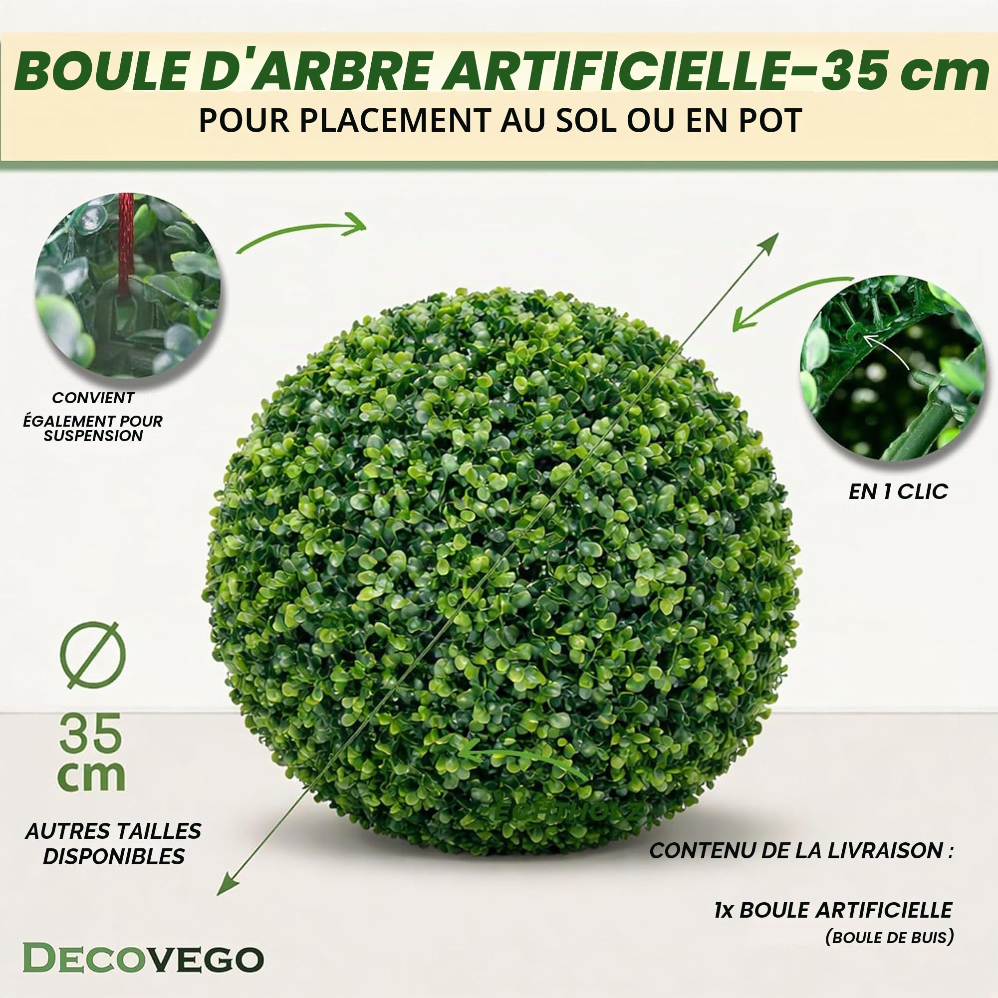 Decovego Buis au Boule Décoratif 35 cm Artificielle Plantes