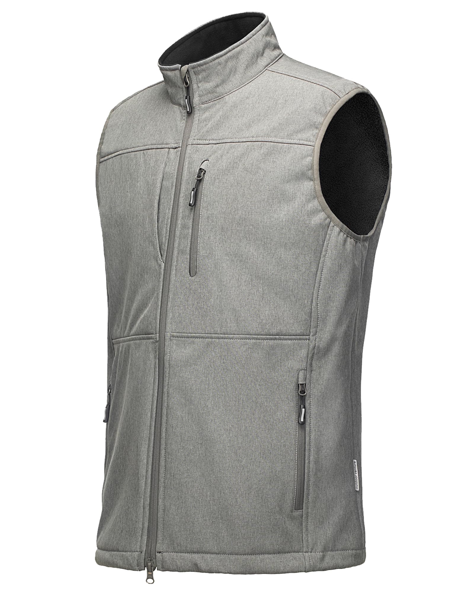 Outdoor VenturesMen's Softshell Gilets Windproof Lightweight Vest Outerwear with 7 Pockets, Warm Fleece-Lined Sleeveless Jacket for for Golf Running Hiking