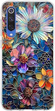 PrintiFy Xiaomi Mi 9 SE ile Uyumlu Vitray M cevher Flora Tasar ml   effaf Silikon K l f