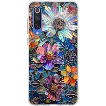 PrintiFy Xiaomi Mi 9 SE ile Uyumlu Vitray M cevher Flora Tasar ml   effaf Silikon K l f