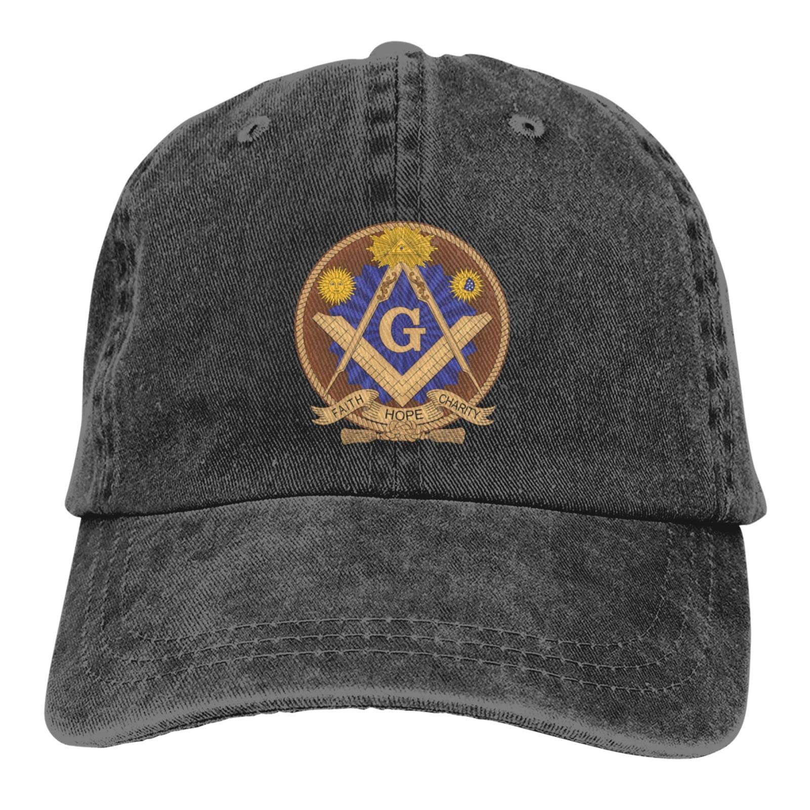 Melbrakin Mason,Masonic,God Geometry Gifts Hat for Women Men Funny Adjustable Washed Summer Sun Baseball Cap Black