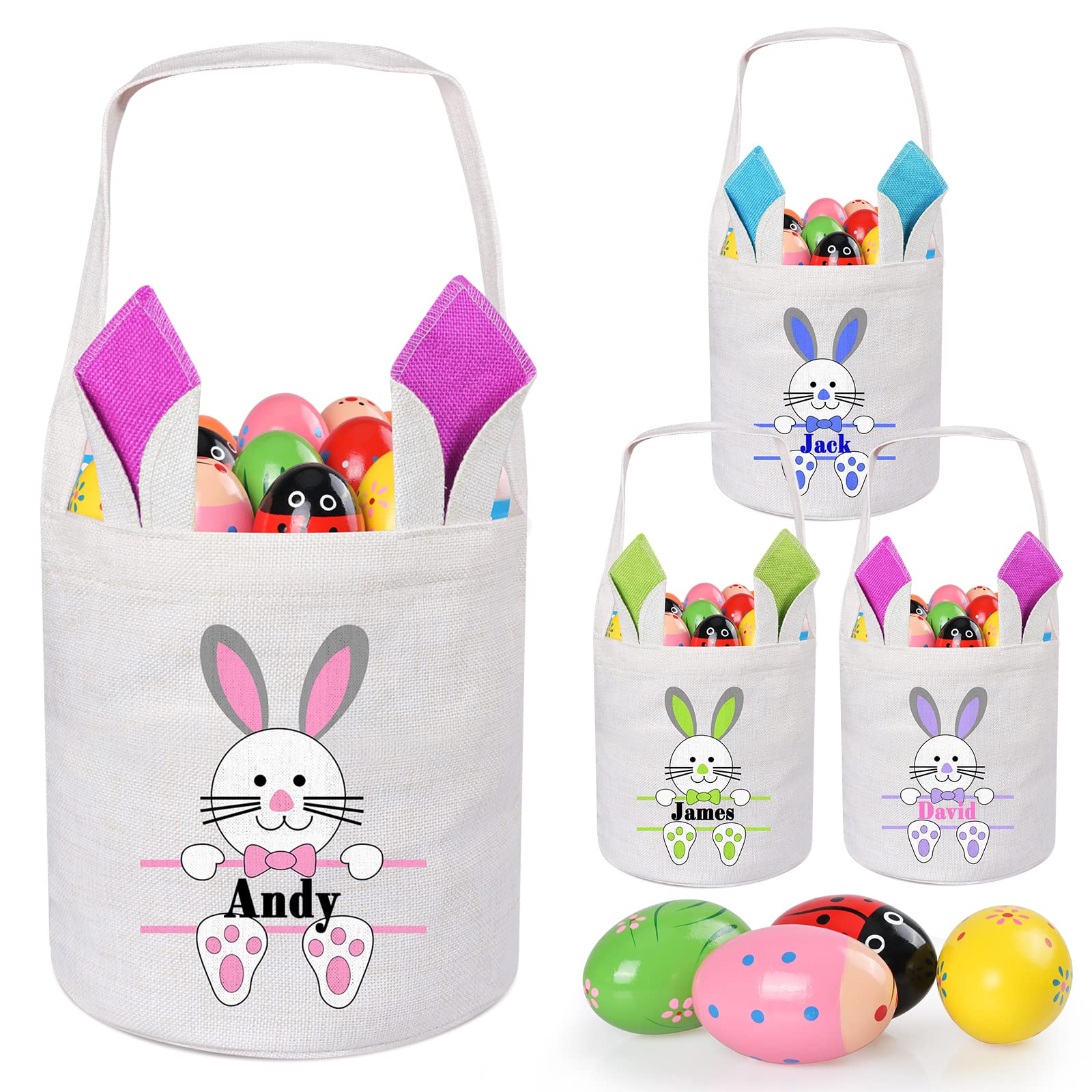 Jocidea Personalized Easter Basket, 1 Pack Customized Easter Baskets for Boys & Girls - Pink