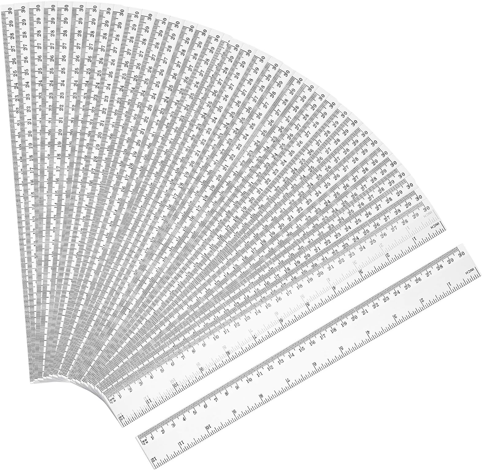 Eboot 50 Pack 12 Inch Rulers Bulk Clear Plastic Ruler Measuring Tool for Kids Student School Office