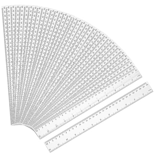 Eboot Paquete de 50 reglas de 12 pulgadas, reglas de plástico transparente a granel, herramienta de medición para niños, estudiantes, escuela,