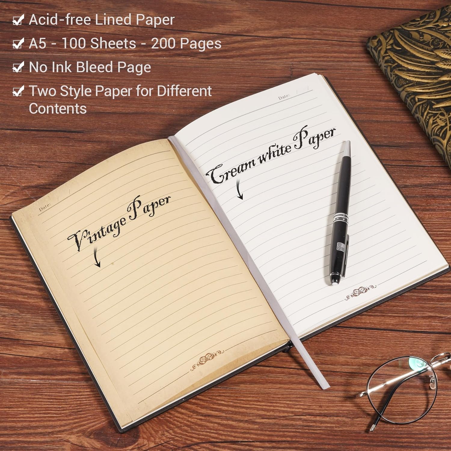 Invite 3D Phoenix Bronze Dnd Vintage Leather Journal Writing Notebook With 200 Pages A5 Journal,Antique Handmade Leather Diary,Travel Diary&Notebooks To Write In,Diary Gift For Men Women 4