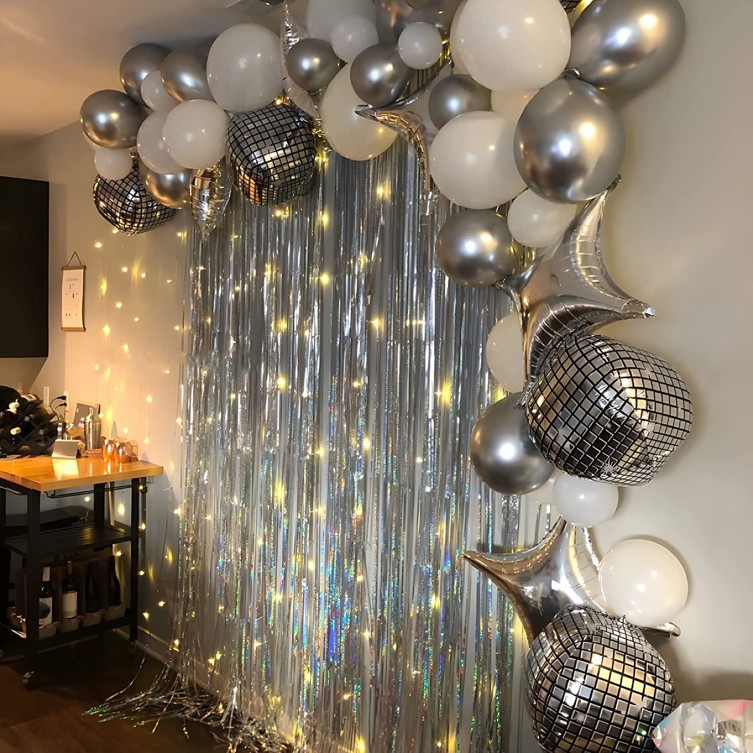 Metal Foil Fringe Decoración 3 Cortinas De Oropel Para Fiestas - 1x2 Metros, Metalizado - Para Bodas, Cumpleaños O Navidad Fondo Fotos