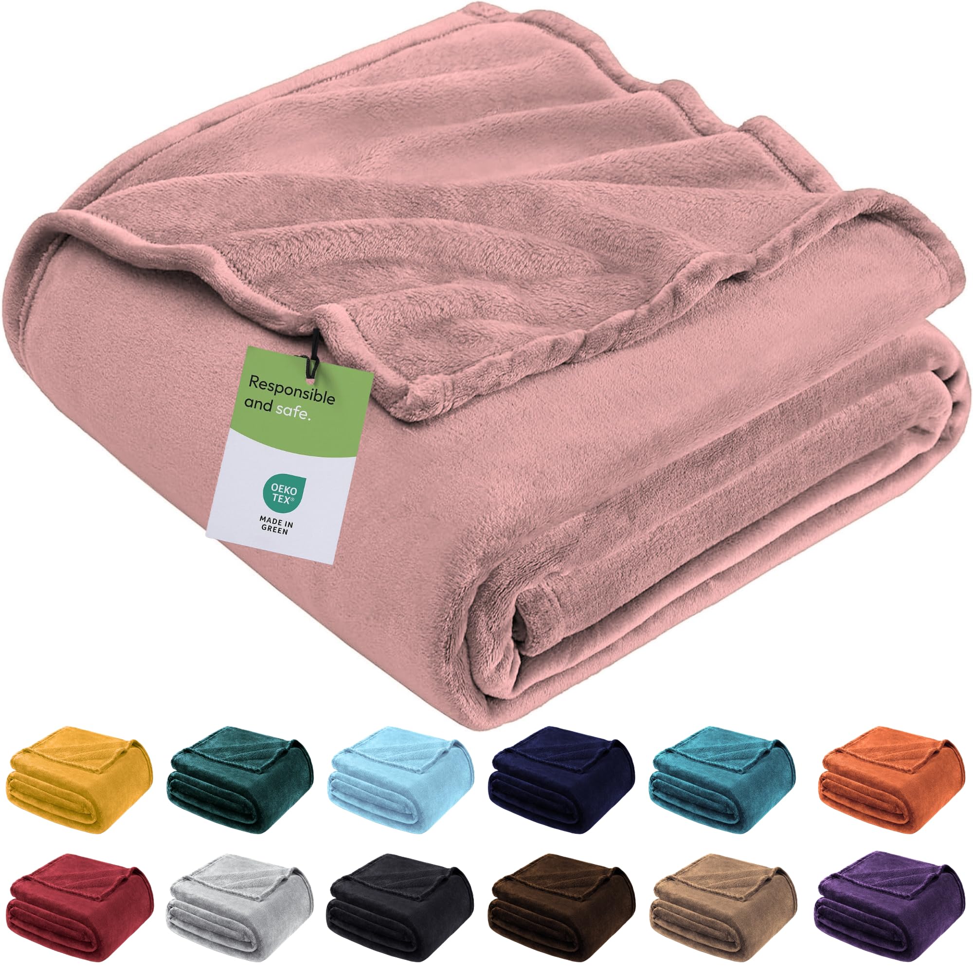 BedLooms Bed Throw Fleece Blanket Pink Double Fluffy Blankets and Throws