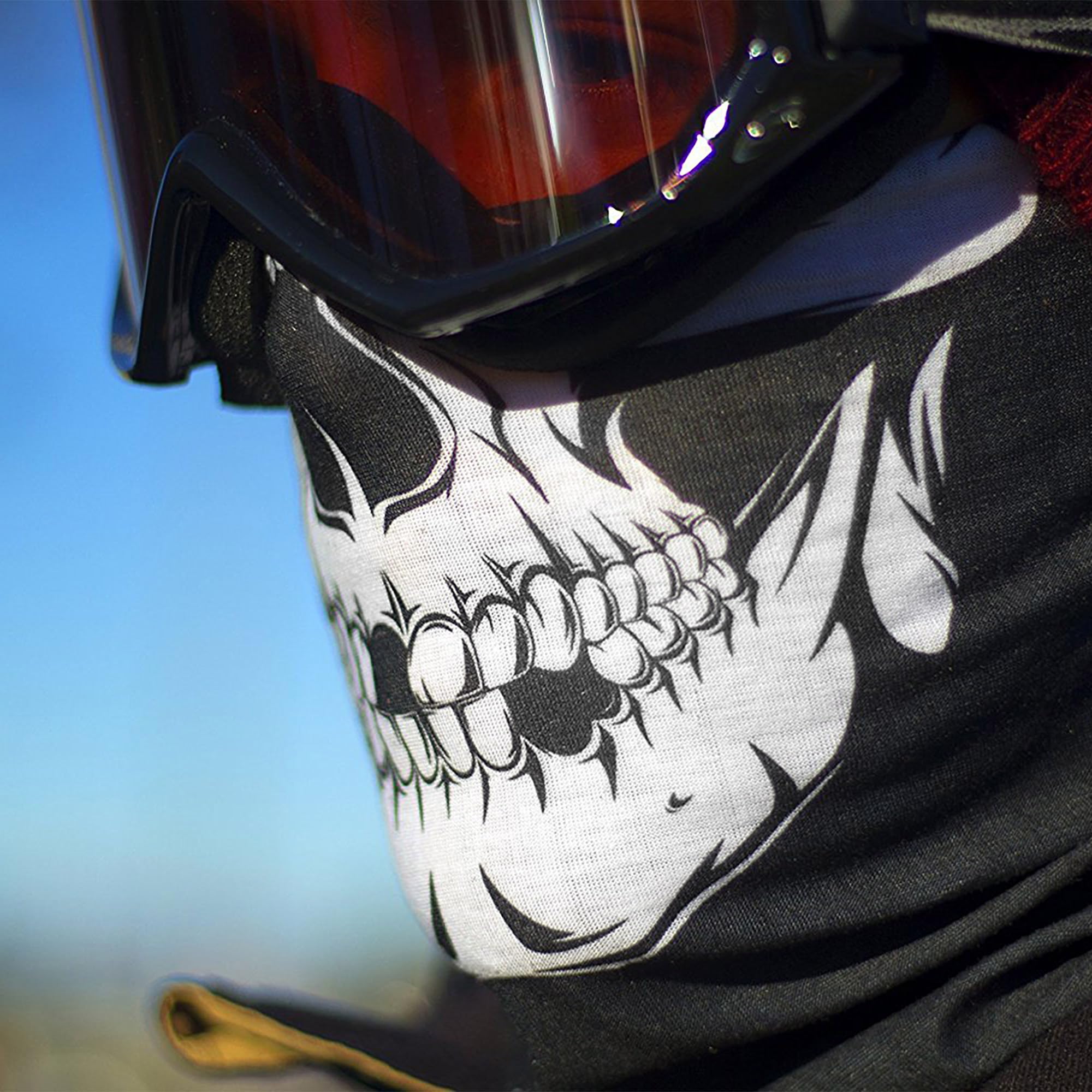 Indie Ridge Skull Motorrad Gesichtsmaske Mikrofaser Multifunktionale Kopfbedeckung für Motorrad Reiten, Ski, Snowboard, Wandern, Radfahren