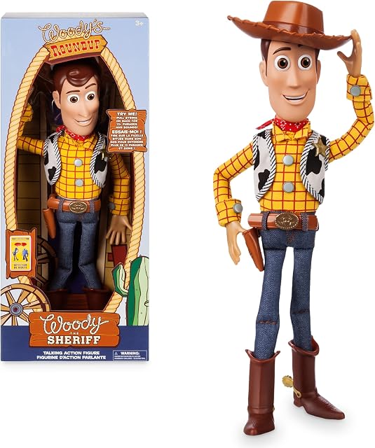 Disney Store Official Woody Interactive Talking Action Figure from Toy Story 4, 35cm/15, Features 10+ English Phrases, Interacts with Other Figures and Toys, Laser Lights, Suitable for Ages 3+