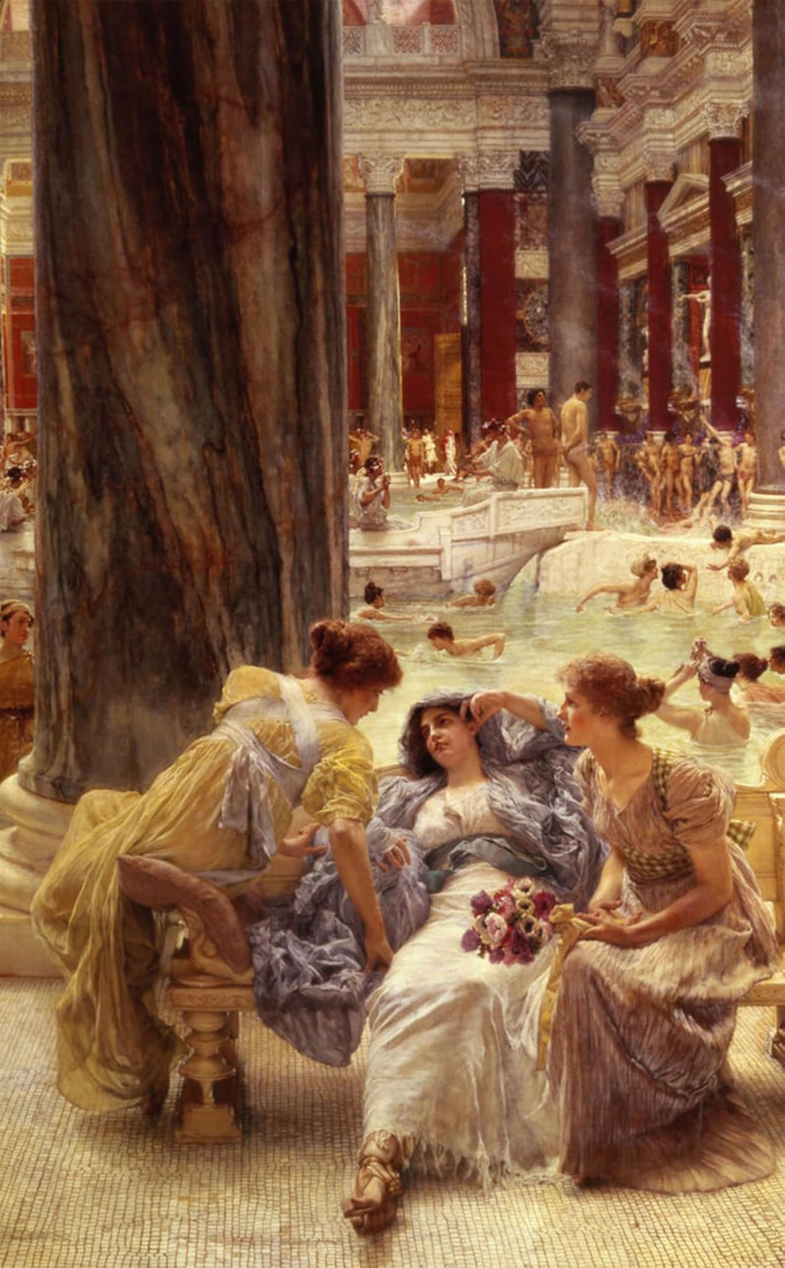 POSTERIIk Famous Modern Artwork Art Mural the Baths of Caracalla by Lawrence Alma Tadema Oil Paintings Pictures for Home Decor 60x90cm