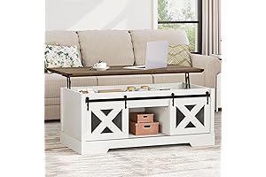 YITAHOME White Farmhouse Coffee Table With Lift Top Storage