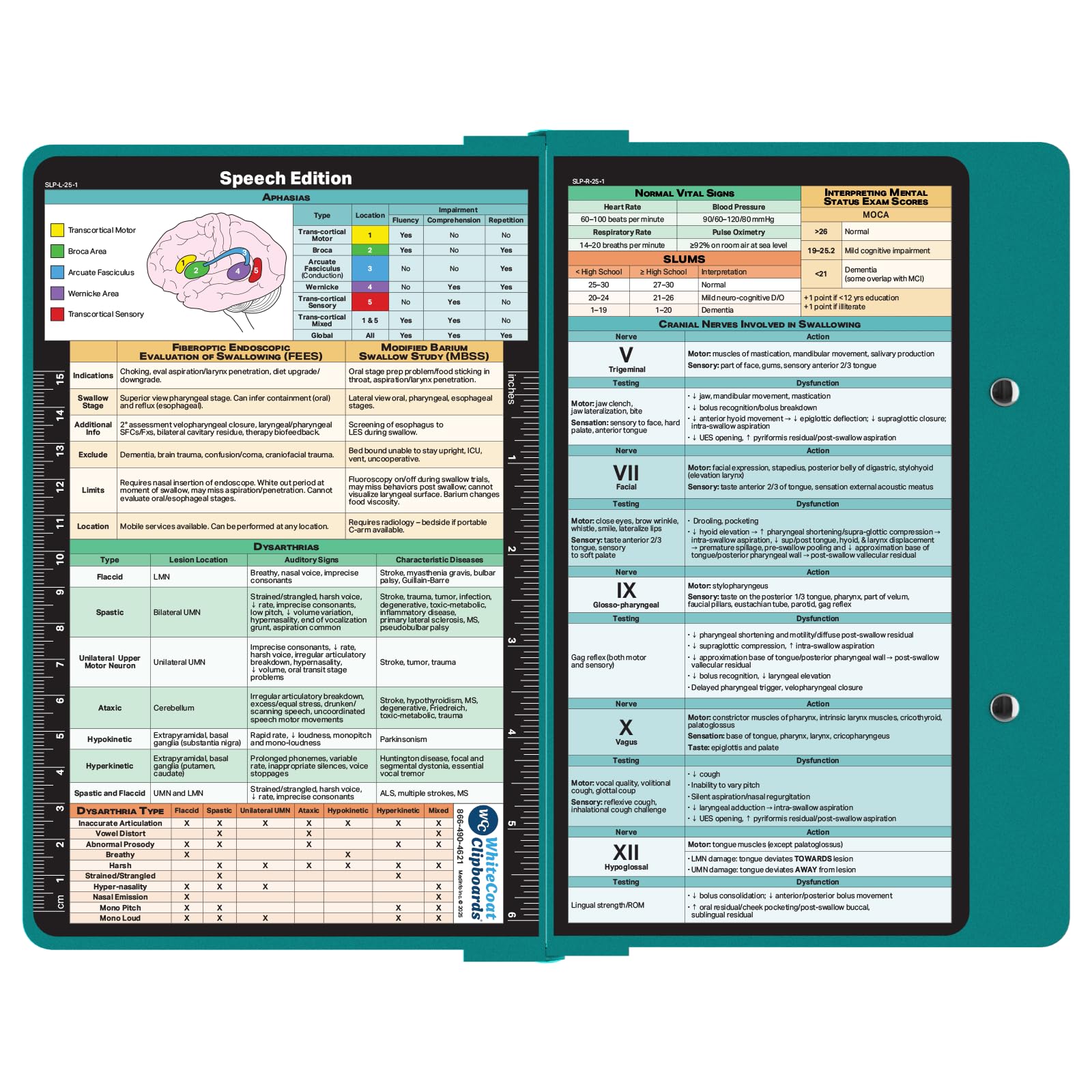 Whitecoat Teal Speech-Language Pathology Clipboard - HIPAA Compliant Medical Reference Tool