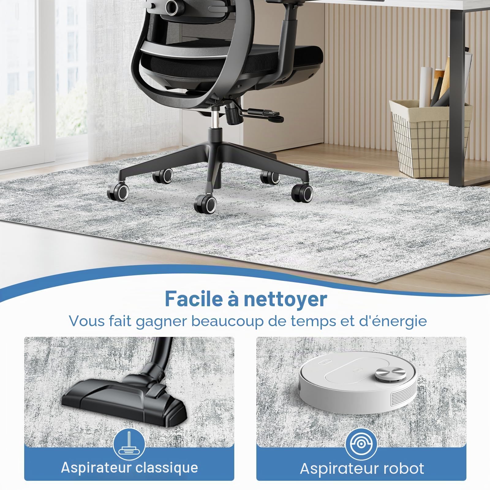 Capslpad - Tapis de chaise de bureau pour plancher en bois dur - 120x150 cm - Antidérapant moderne abstrait - Tapis de chaise multi-usage à poils courts - Protection de sol pour tapis - Tapis de