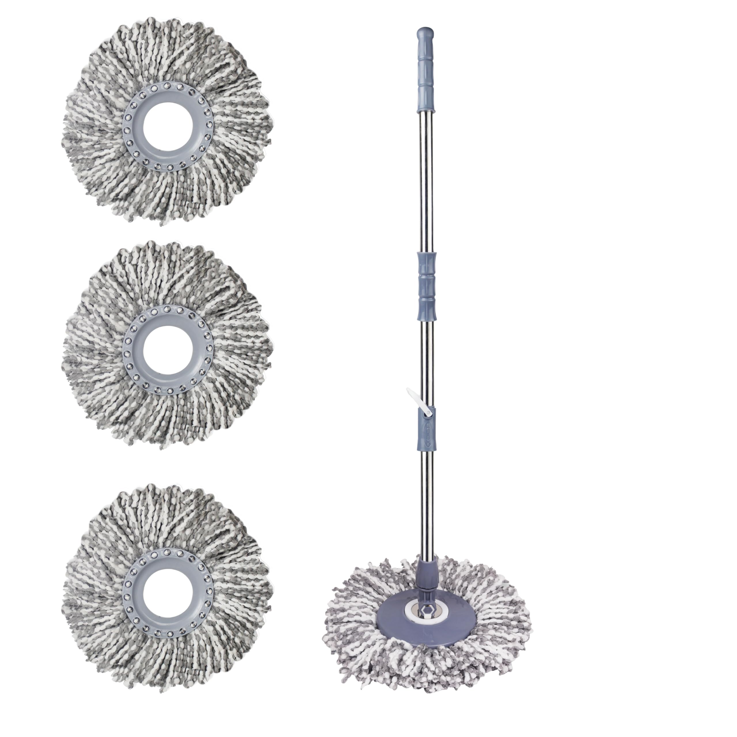 Vault Bharat Premium Heavy Quality Mop Stick for Floor Cleaning| 360° Spin Cleaning Mop Stainless Steel Rod Handle Stick Set with 3 Refill (Color:Grey, Warranty: 1 Year) (B0CZHVNRT2) Amazon Price History, Amazon Price Tracker