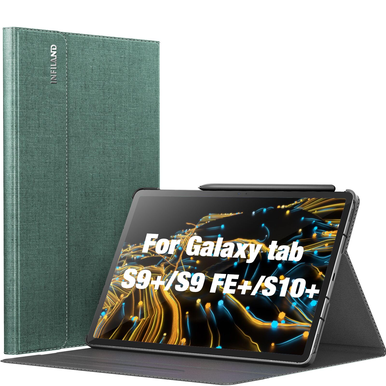 INFILAND Galaxy Tab S10+ Plus 2024/ S9+ Plus/ S9 FE Plus Case, Multi-Angle Stand Cover Compatible with Samsung Tab S10 Plus/ S9 Plus/S9 FE Plus 12.4