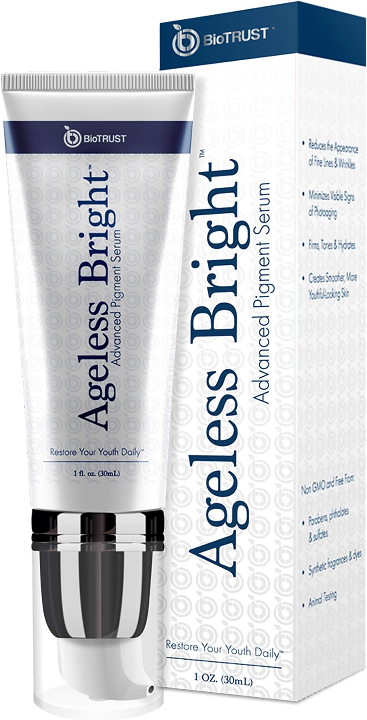 BioTrust AgelessBright Skin Serum, Support Smoother, Younger, More Even Skin to Reveal a Radiant Complexion Naturally, 1 fl. oz.