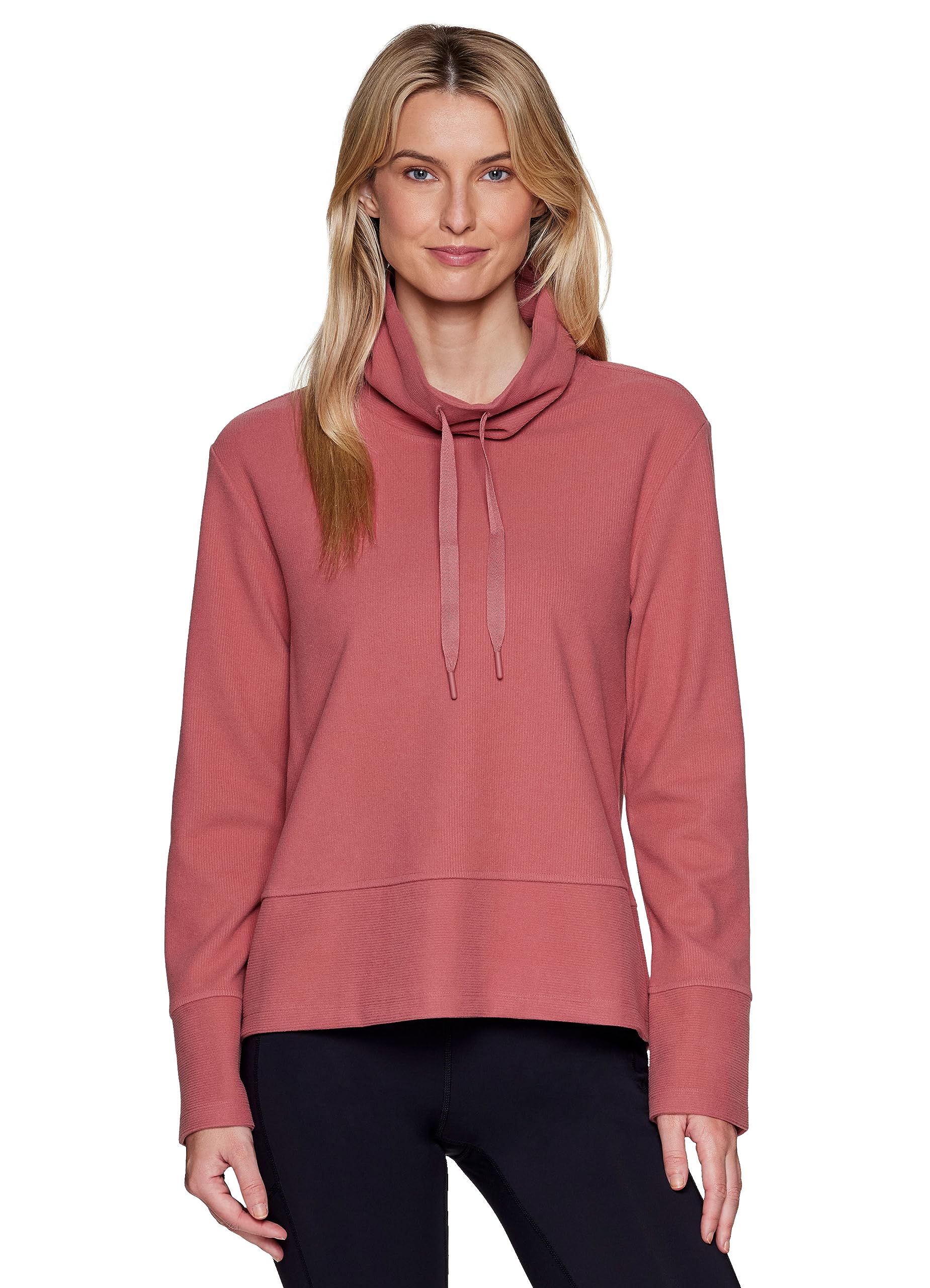 RBX Active Women's Lightweight Soft Plush Fleece Cowl Neck Pullover Sweatshirt