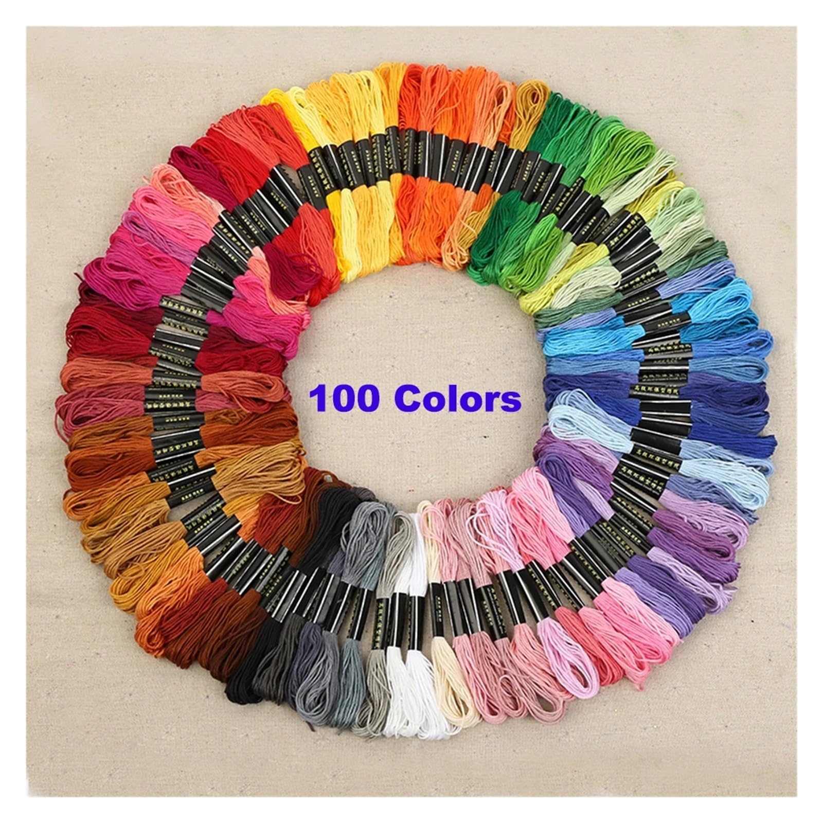 Mehrfarbige Fäden. 100 Farben Kreuz-Stickerei-Zweiggarn, multifunktionales Zahnseide-Set, buntes Armbandgarn for Nadeleinfädelwerkzeug, ideal for Kunst und Handwerk