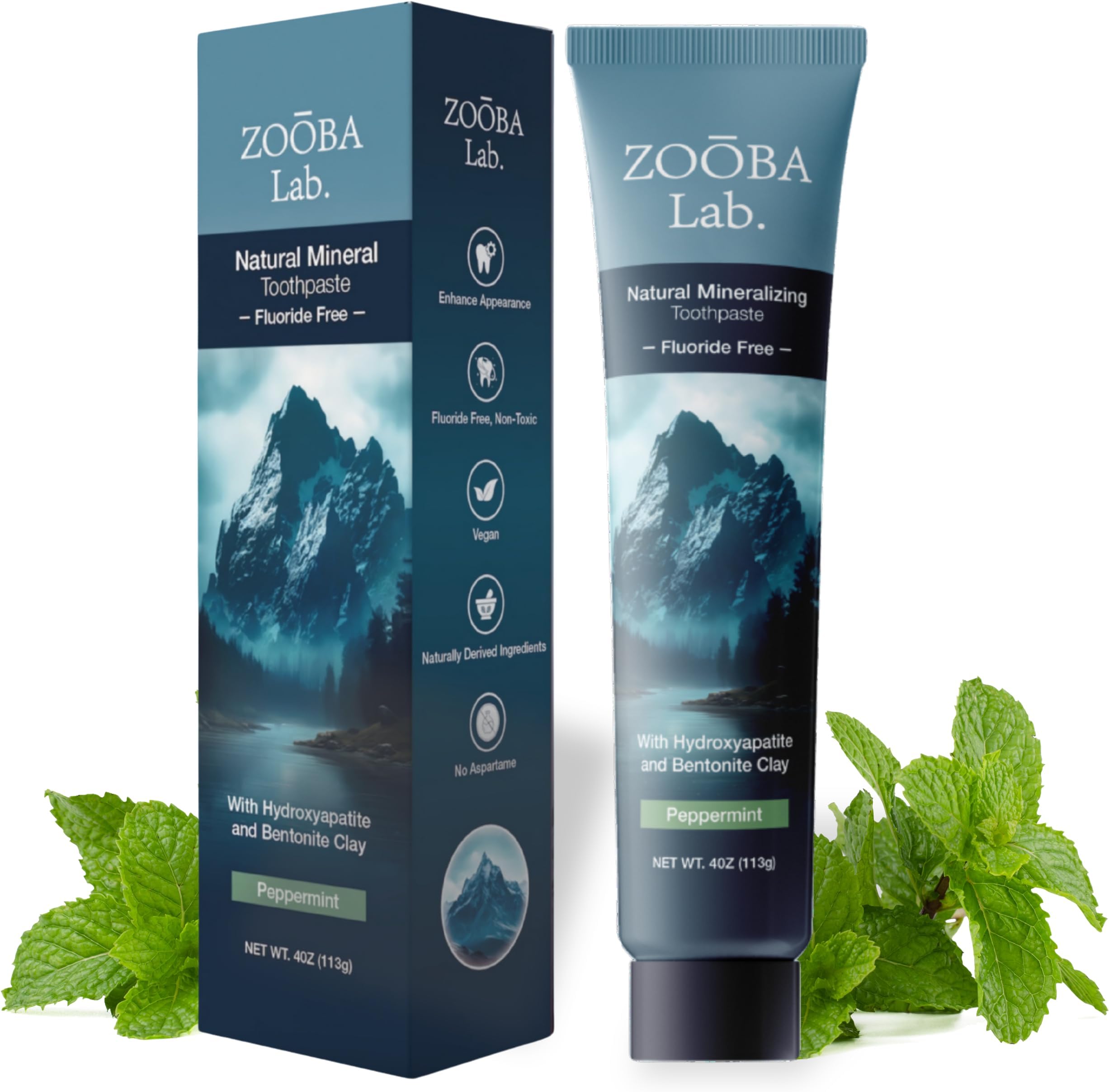 Natural Fluorine-Free Toothpaste with Remineralizing Bentonite Clay with Hydroxyapa, Vegan, Sensitive Teeth, Doctor Recommended for Healthy Adults and Children