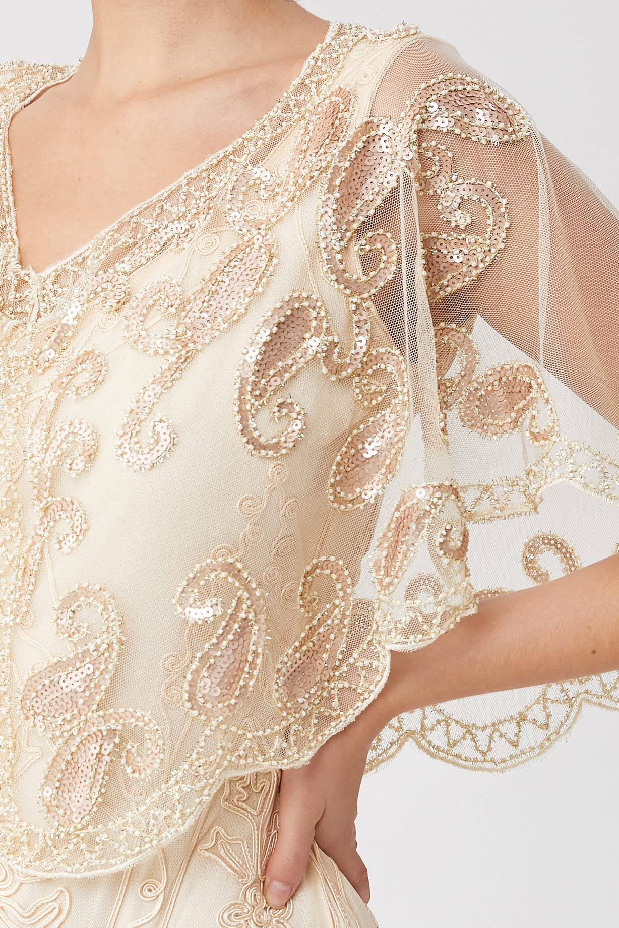 BABEYOND Scialle da donna anni '20 con paillettes perline Art Deco mantello da sera vintage scialle avvolge