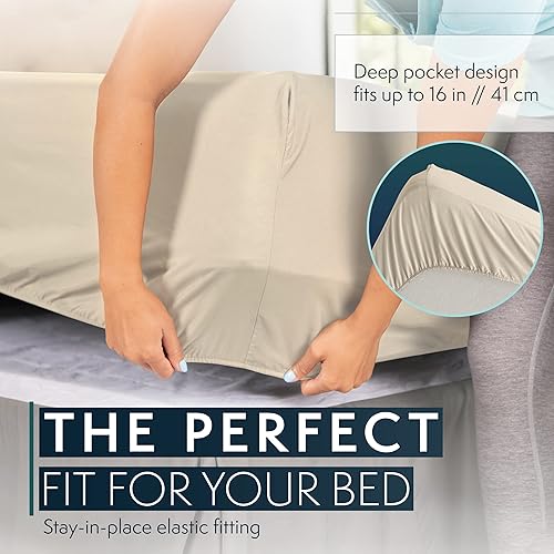 Miniatura 8 de HC COLLECTION - Juego de sábanas y fundas de almohada de tamaño matrimonial cbolsillos de 16 pulg de profundidad, resistente a la decoloración y