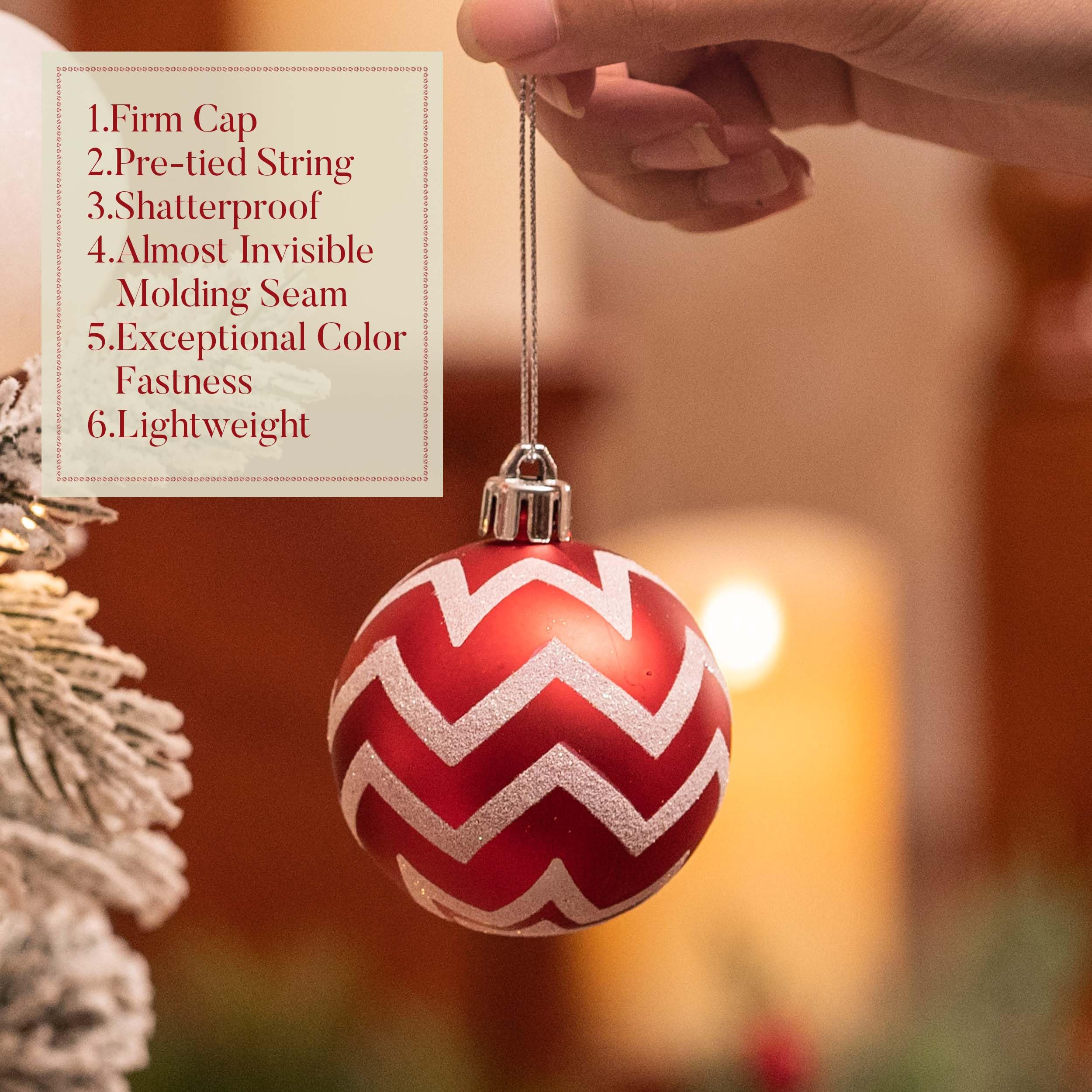 Valery Madelyn Lot de 30 décorations de Noël incassables pour sapin de Noël, rouge et blanc, 6 cm, décorations à suspendre en vrac pour fête de Noël