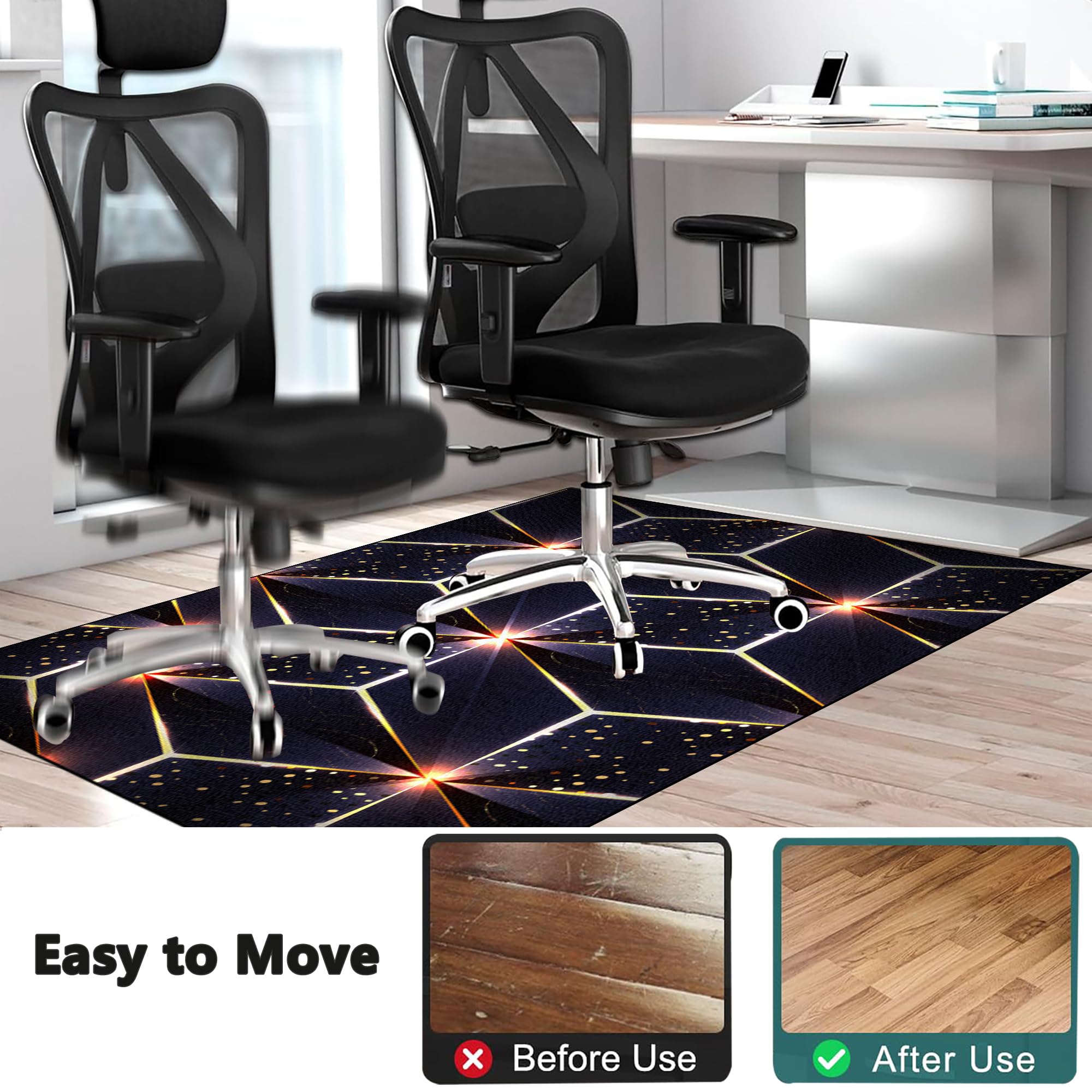 Alfombra para Silla de Escritorio Gaming 140 x 150 cm Alfombrilla para Silla Gaming Protector de Suelo para Silla Ruedas Tapete Antideslizante para Oficina Alfombrilla Protección para Suelos Duros