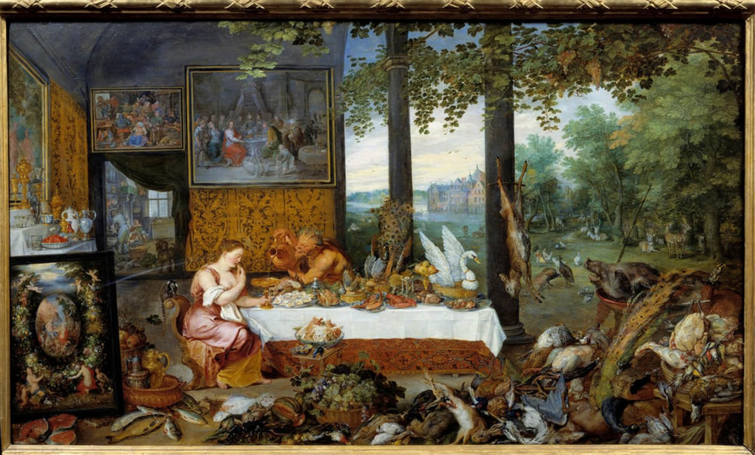 ARTXLXXBN Famous Prints Artwork Pictures Poster Painting Art the Taste Allegory of the Five Senses Painting by Jan the Elder Brueghel Artwork Landscape Pictures for Home Decor 60x90cm