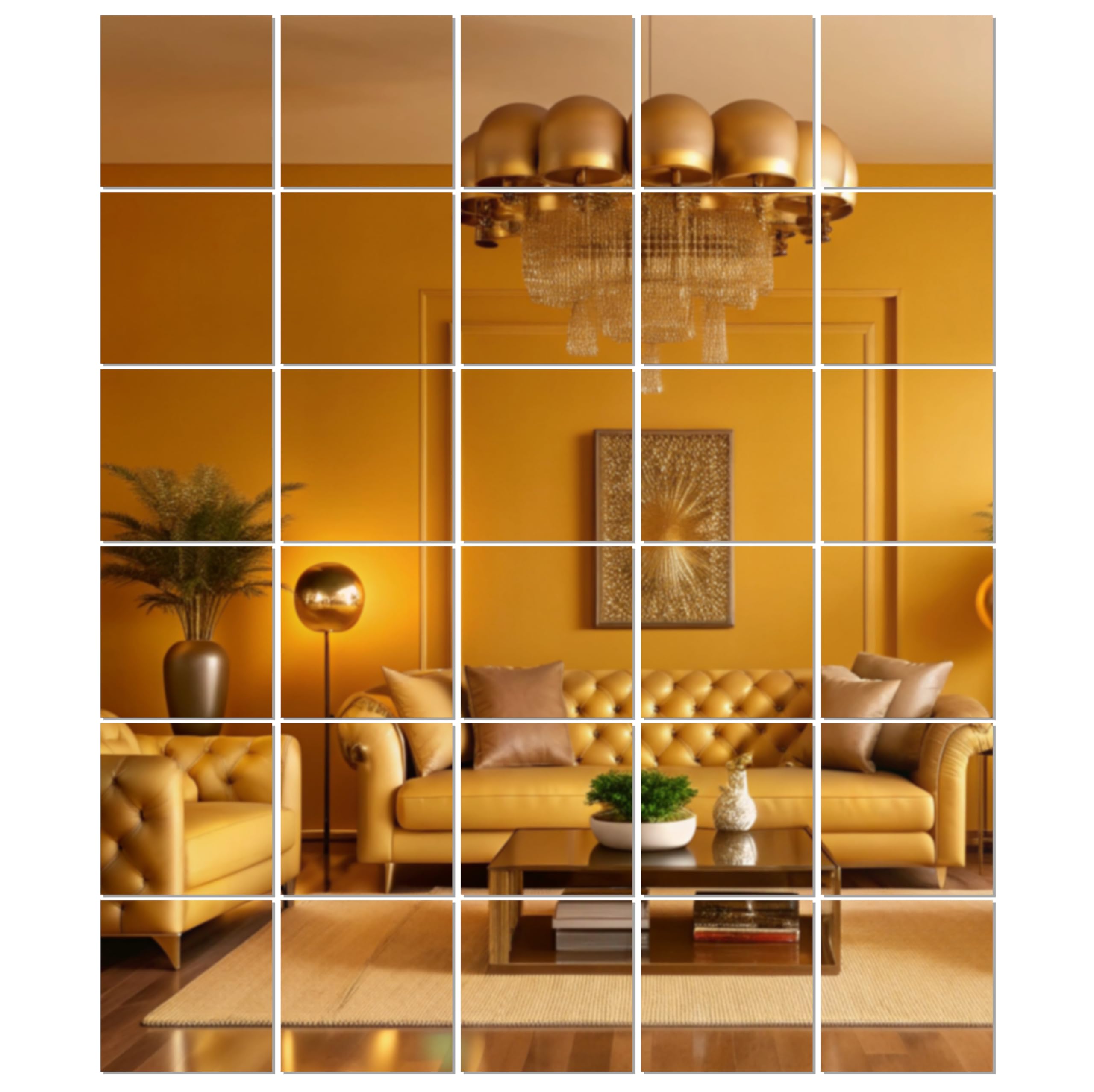 30 Big Square Acrylic Mirror Stickers for Wall Decoration | Acrylic Stickers Wall Mirror,Wall Stickers for Bedroom, Hall, Home Offices (Golden, 6 Inch)-image-34