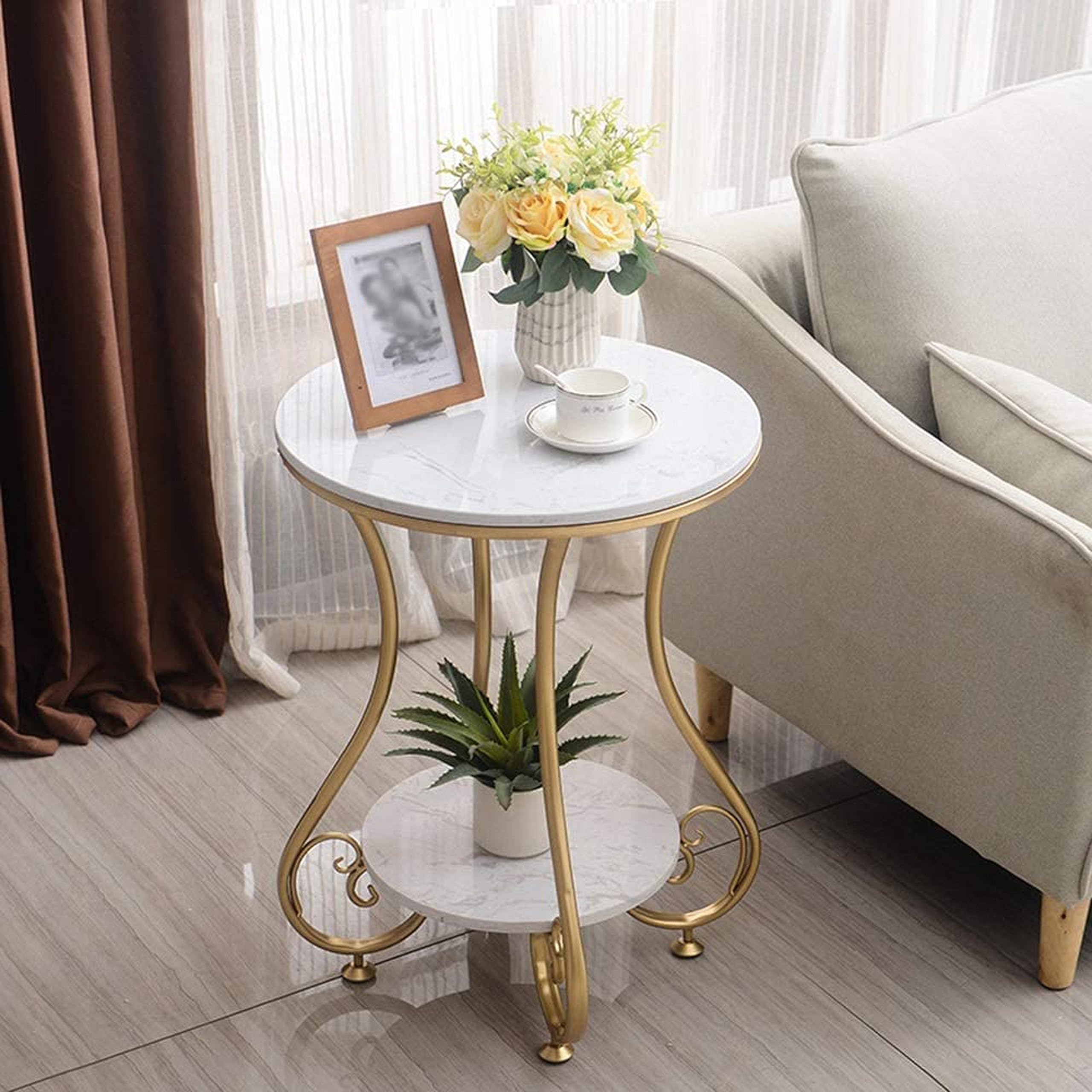 A I Craft end Table with a Double Shelf, a Storage Nesting Table, and a Metal Coffee Table with Newspaper and Magazine Storage All Have a Contemporary Look-White Gold (B0CFJTVTW7) Amazon Price History, Amazon Price Tracker