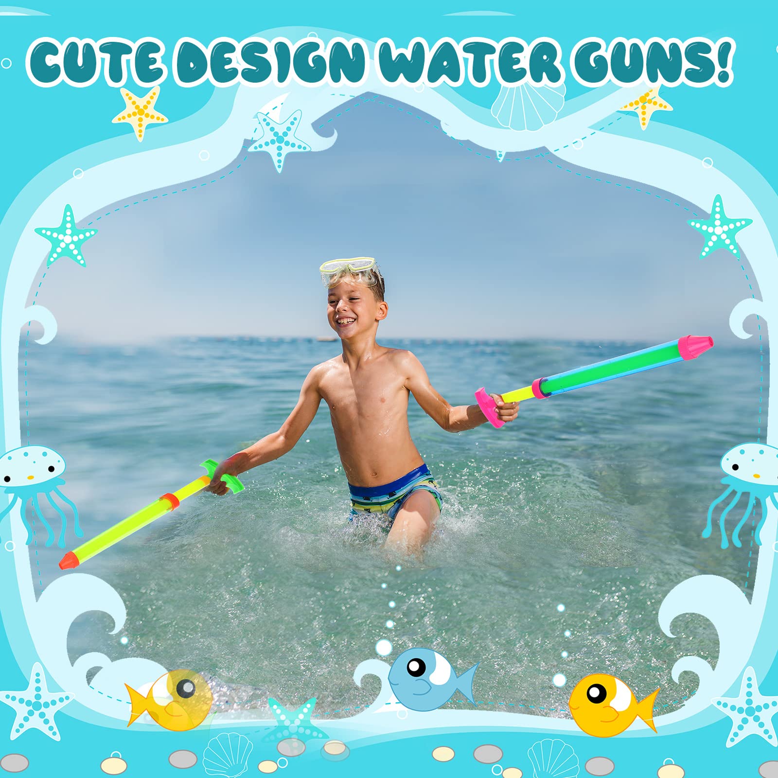 30 Pcs Water Shooter Water Gun Bulk 16.3 Inch Long Water Squirter Guns with Easy Grip Handle Summer Backyard Pool Outdoor Beach Swimming Toys Funny Water Game Supplies