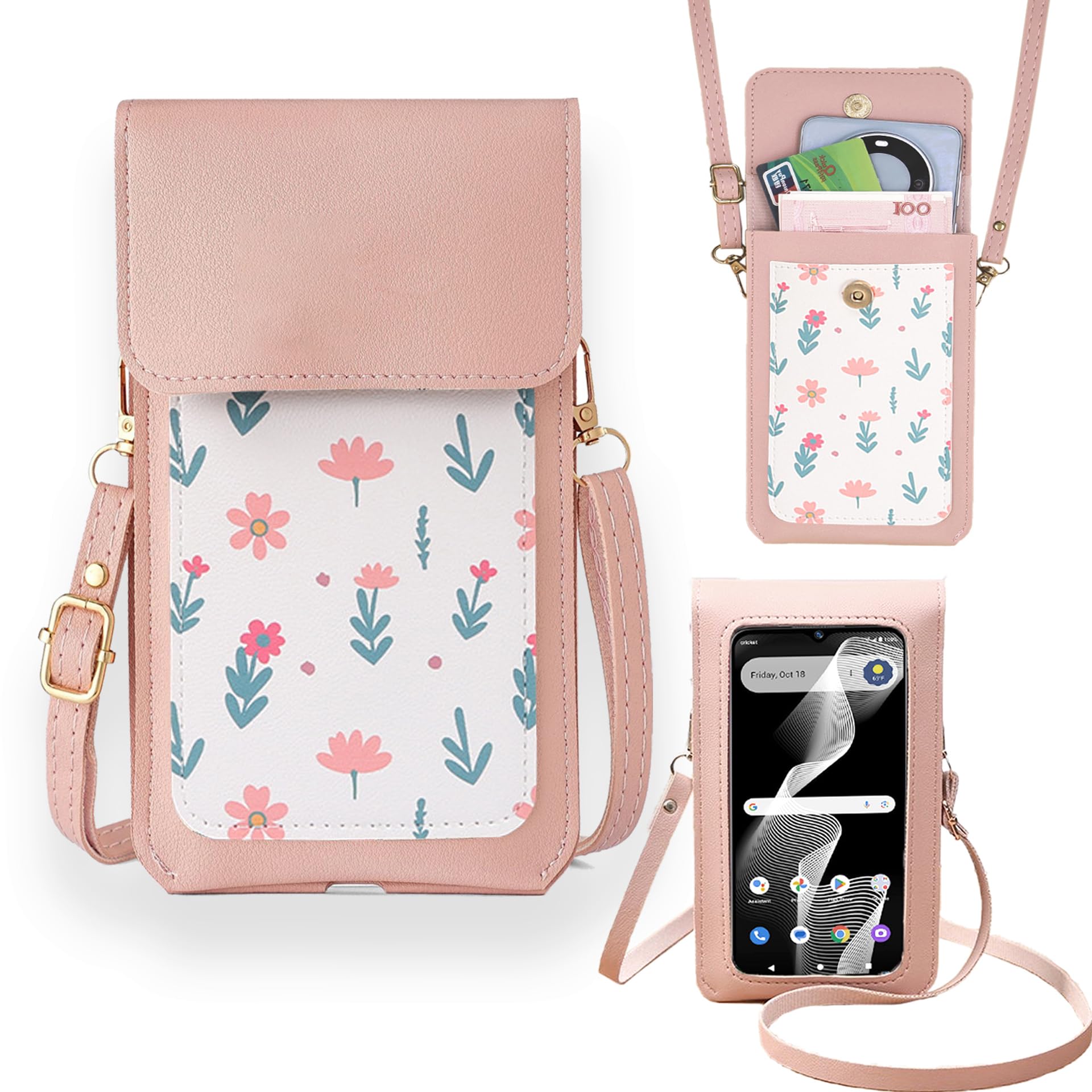 Tuxiwei Touch Screen Phone Bag Crossbody Cellphone Case for AirVoice A67L 6.7", AirVoice Foxx A67L Cover Card Slots Handbag Purse Girly Faux Leather