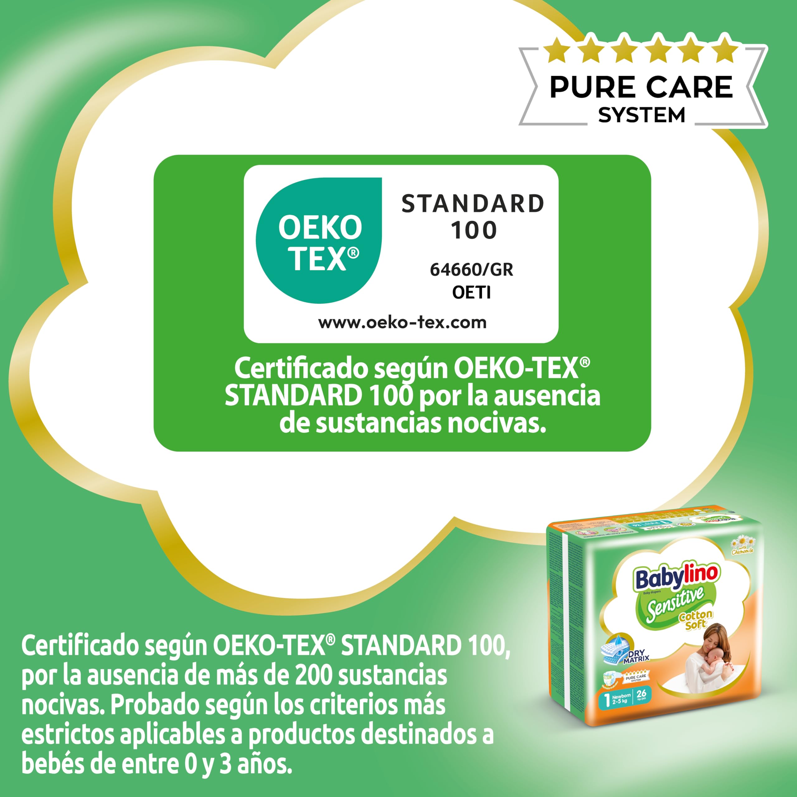 Babylino Sensitive Cotton Soft, Pañales Bebé Talla 1, Newborn (2-5 kg), 26 unidades — view 4