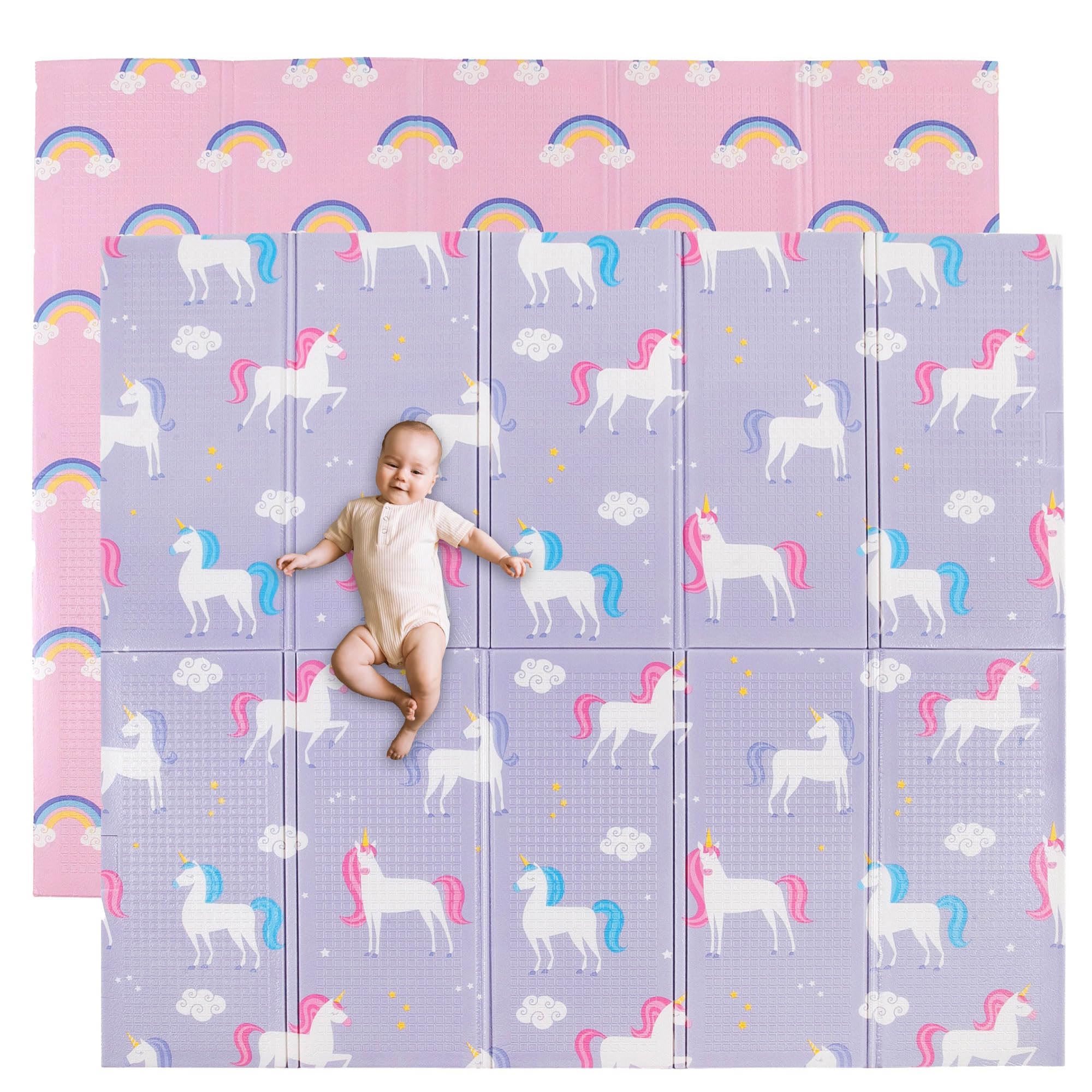 Wildkin Baby Play Mat – Large Waterproof Foldable Foam Mat for Infants & Toddlers - Unicorn