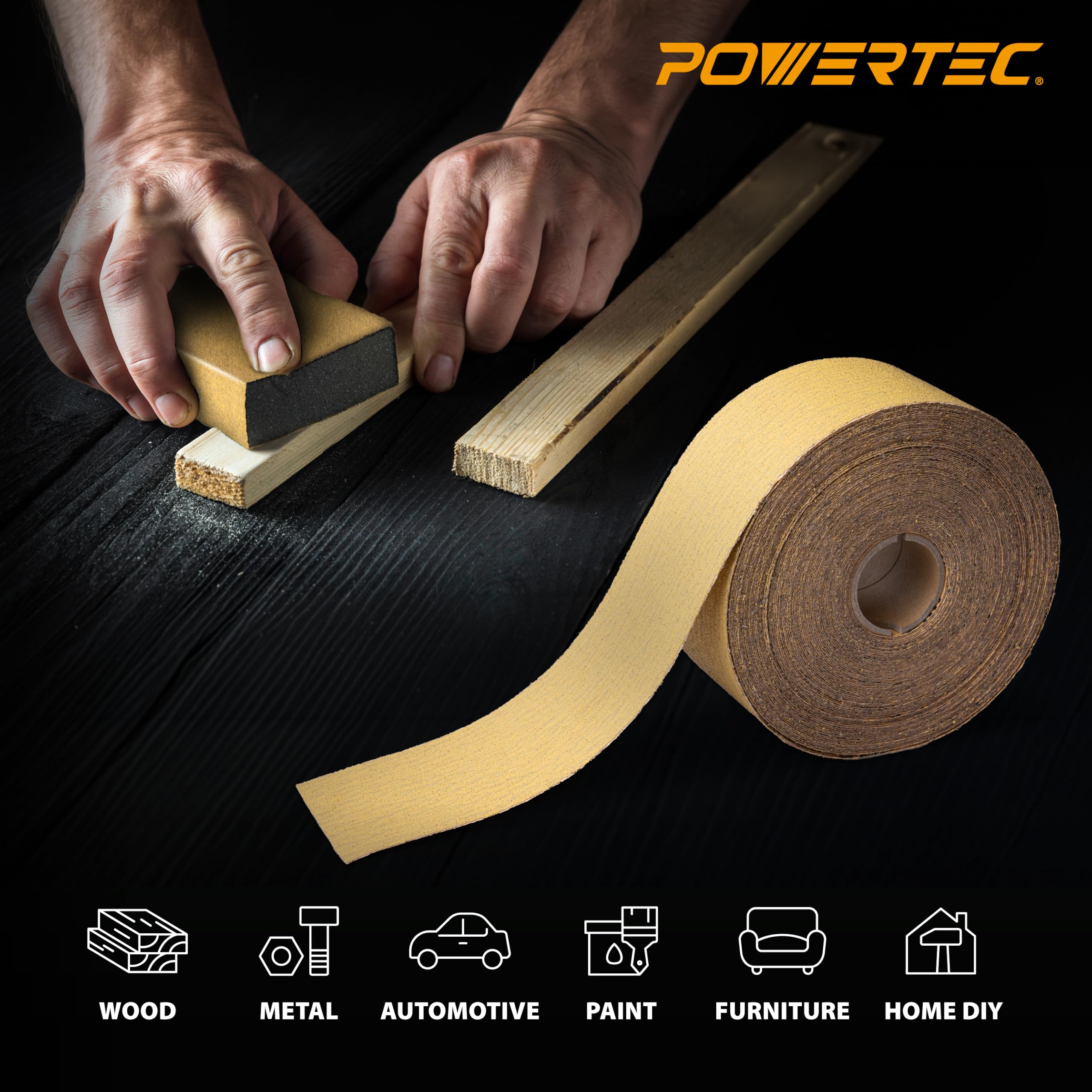POWERTEC Sandpaper Roll - 80 Grit, 25 Yards -2