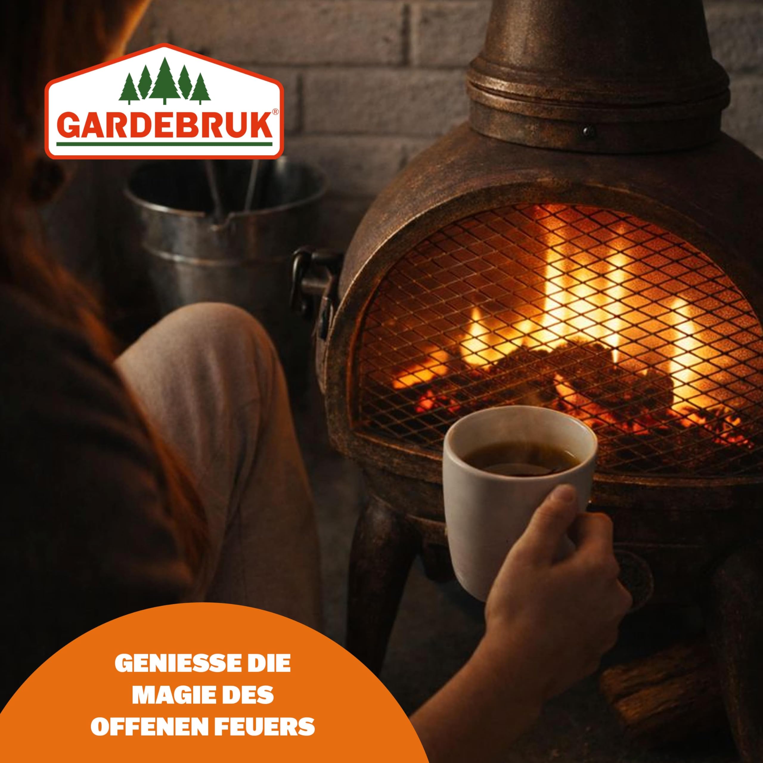 GARDEBRUK Terrassenofen Gusseisen 28kg Funkenschutz | Holz, 112cm, Garten, Terrasse, Outdoor, Wetterfest, Feuer, Kamin
