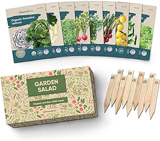 Certified Organic Vegetable Seeds - 9 Heirloom Seeds for Planting Vegetables - Seed Packets & Gift Box - Cherry Tomato, Ro...
