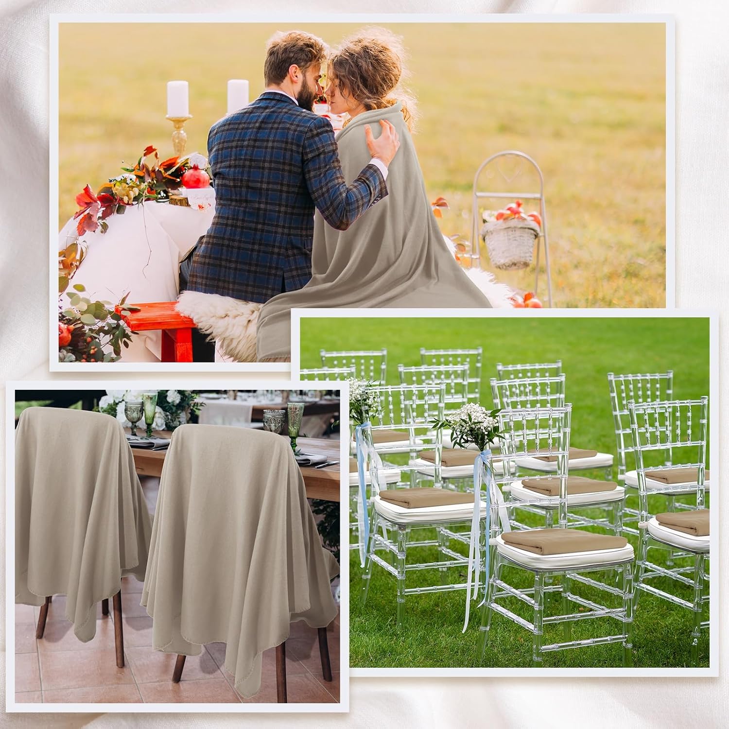 Buryeah 10 Pcs Fleece Blanket Bulk Soft Warm Fleece Blankets Cozy Lightweight Throw Blankets Plush Pet Throw Blanket for Home Bed Sofa Office Wedding Gifts Travel(50" x 60",Light Tan) - Image 4