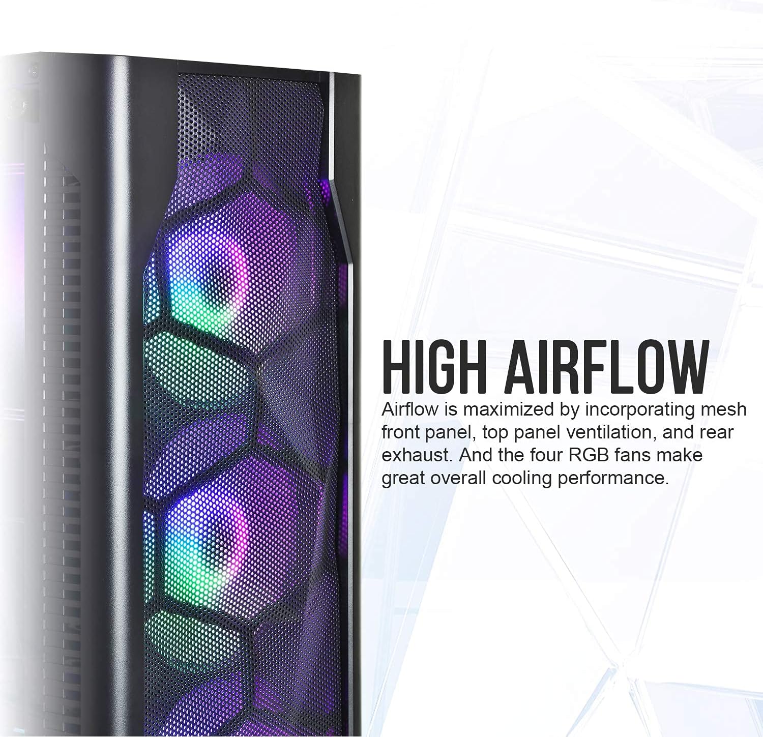 Close-up of Montech X1 mesh front panel for high airflow