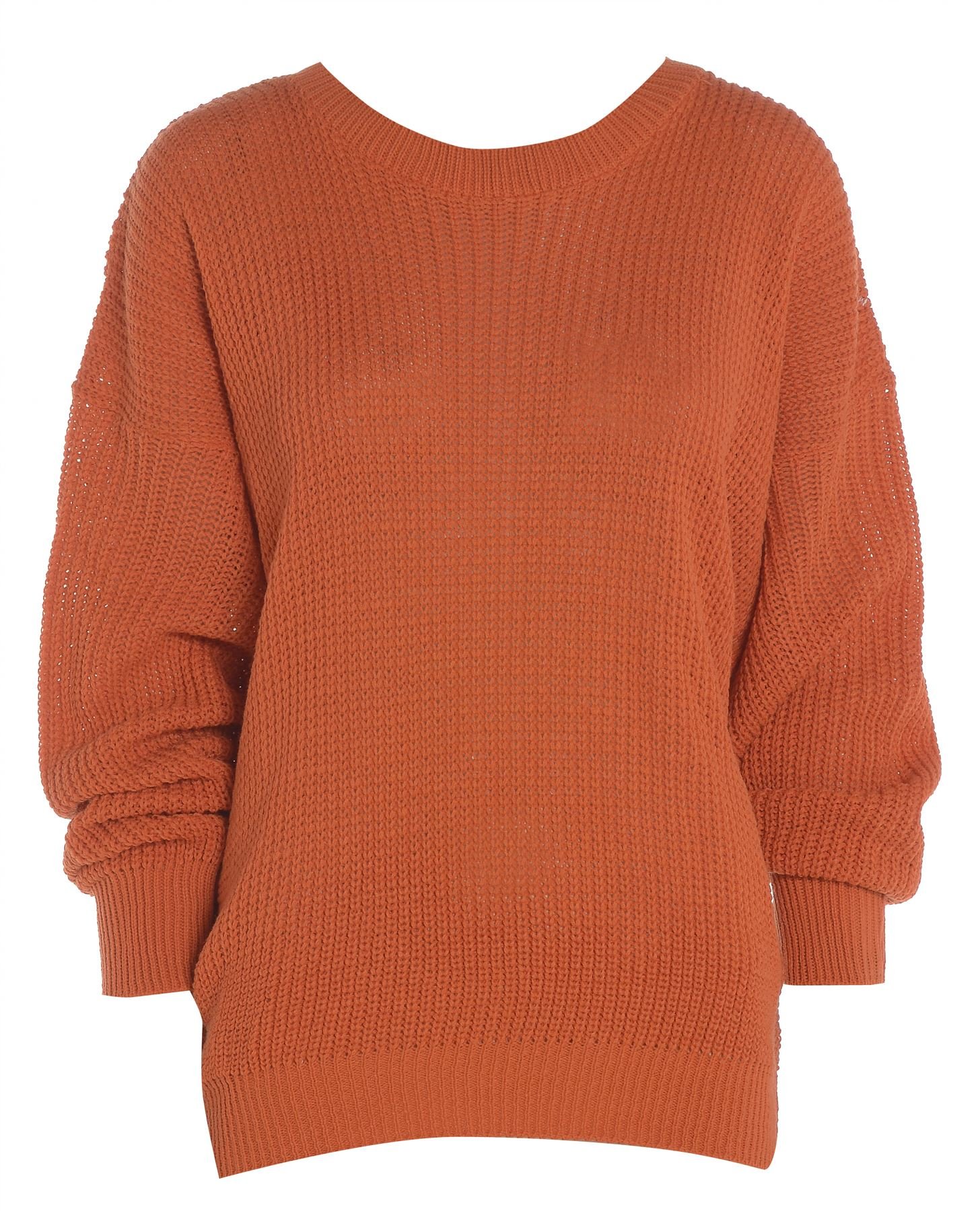 Trends Fashions Women's Rust Plain Colour Baggy Jumper, Uk 8-10