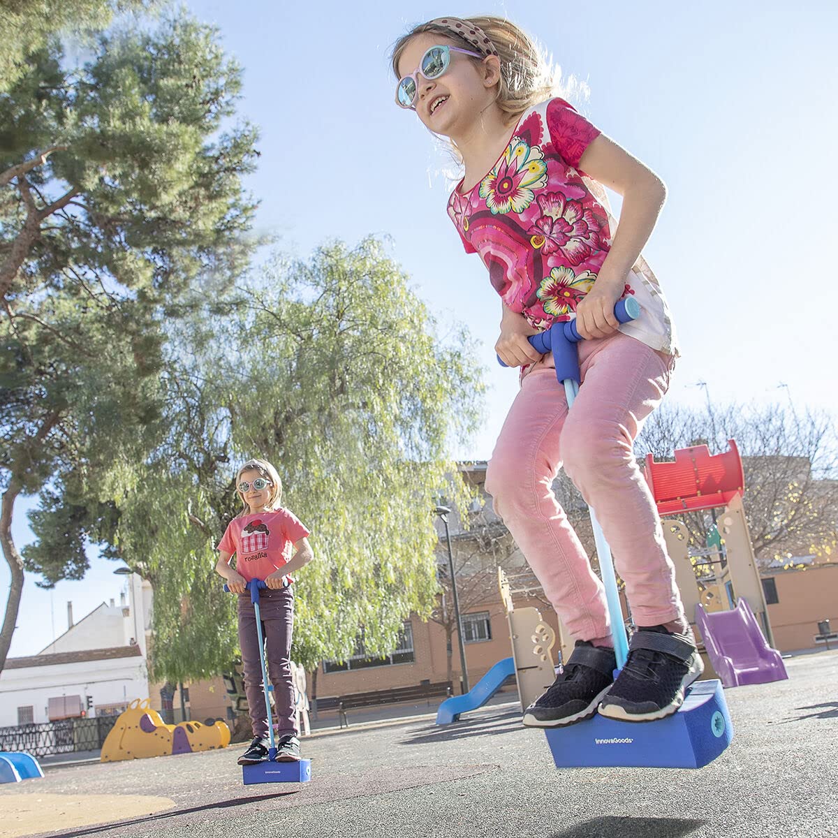 InnovaGoods® Pogo saltarín, Pogo para Actividades Infantiles y Familiares, Ejercicio y Habilidades físicas, Pogo saltarin con Sonido de Brinco, Cumpleaños para Niños +3 Años.