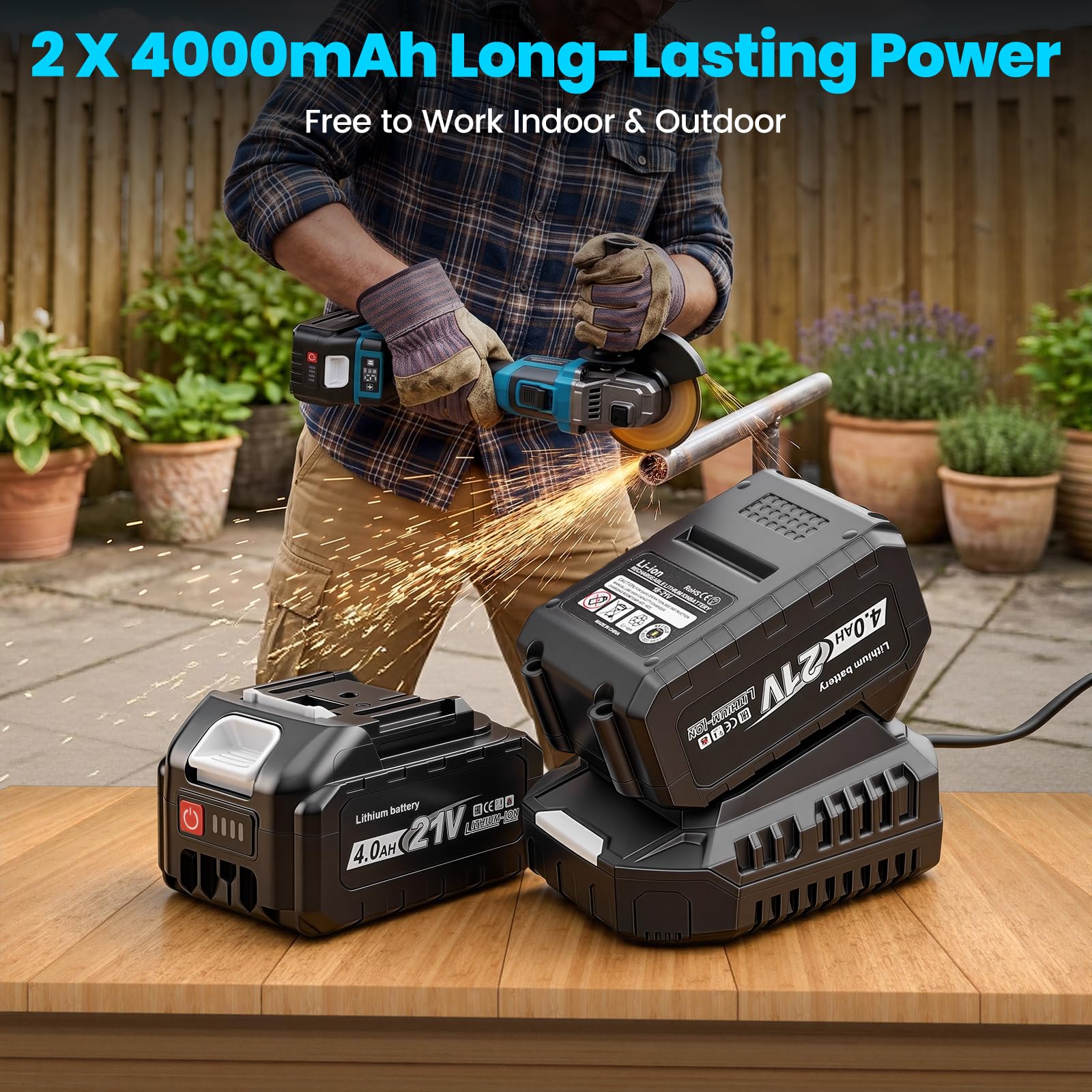 Meuleuse d'angle sans fil Brushless Compatible Makita 18V Batterie