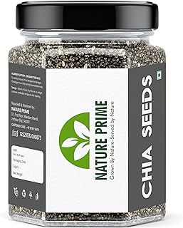 Nature Prime chia seeds 250g | chia seeds for weight loss | Omega-3 Seeds for Eating | Non-GMO and Fibre Rich Seeds (Jar pack)