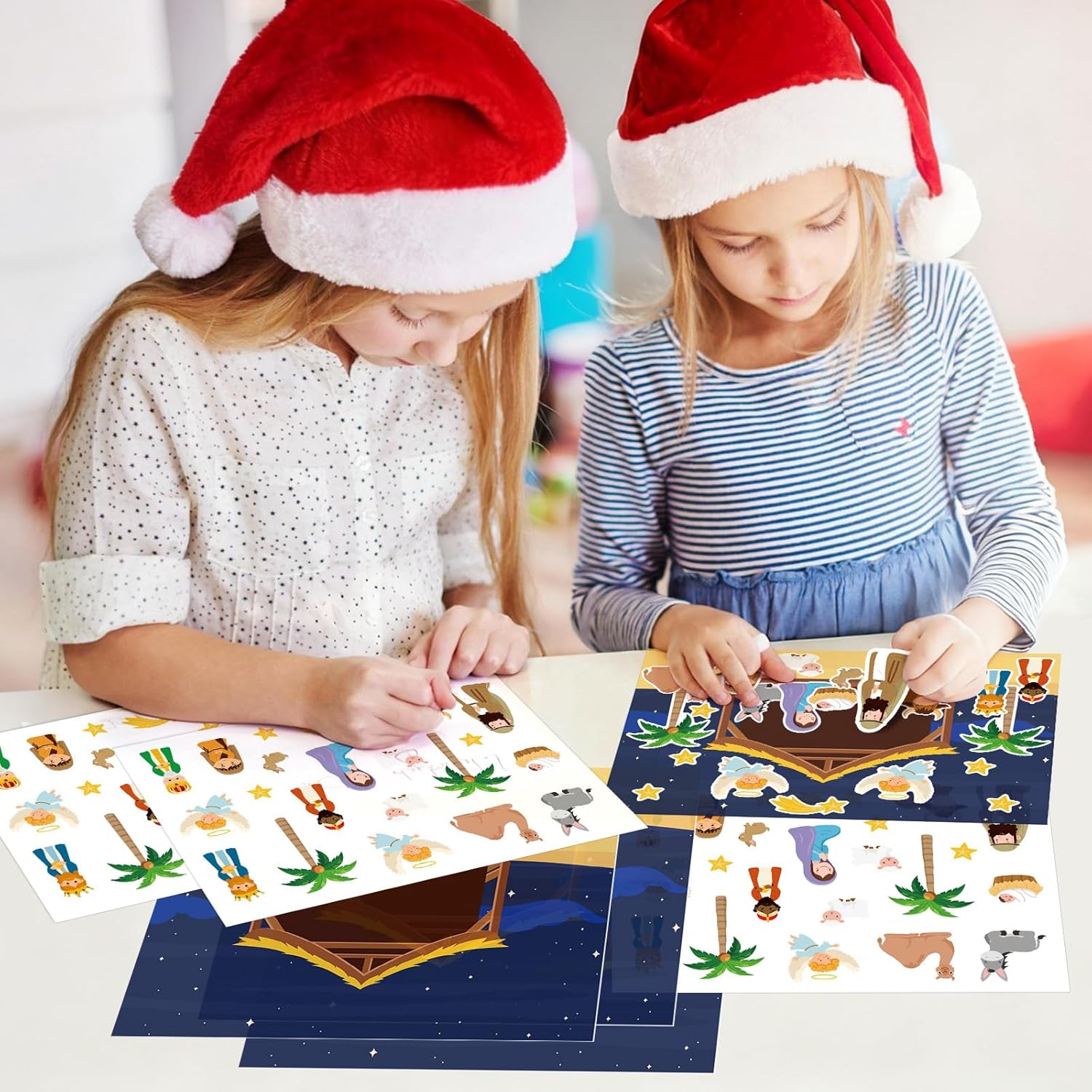 12 Sheet Nativity Scene Stickers for Kids Make a Nativity Scene Sticker Christmas Religious Craft Stickers for Xmas Home Tabletop Fireplace Classroom Craft Party Game Activities