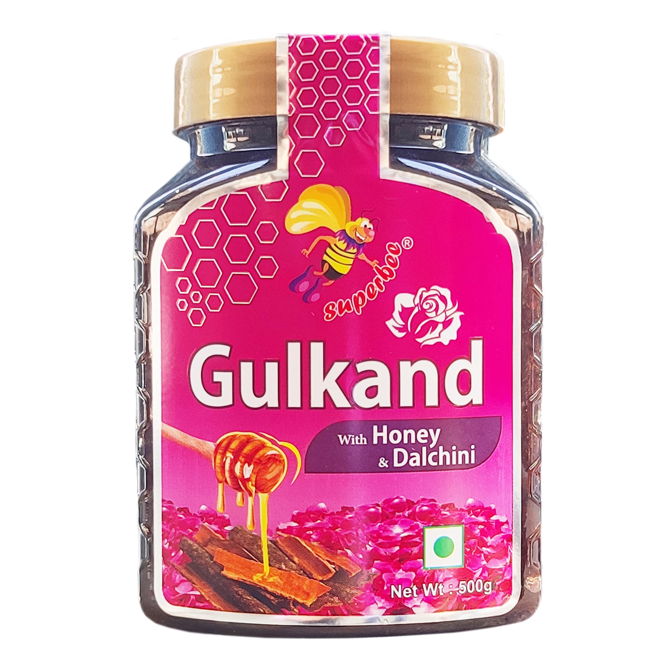 Superbee Natural Gulkand with Honey & Cinnamon (Dalchini) | Ayurvedic Rose Petal Jam | Digestive, Cooling & Rejuvenating Tonic | 500gm