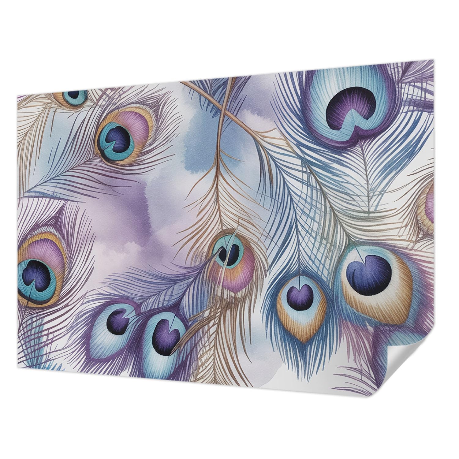 Papier peint panoramique plumes de paon pour salon et chambre chic