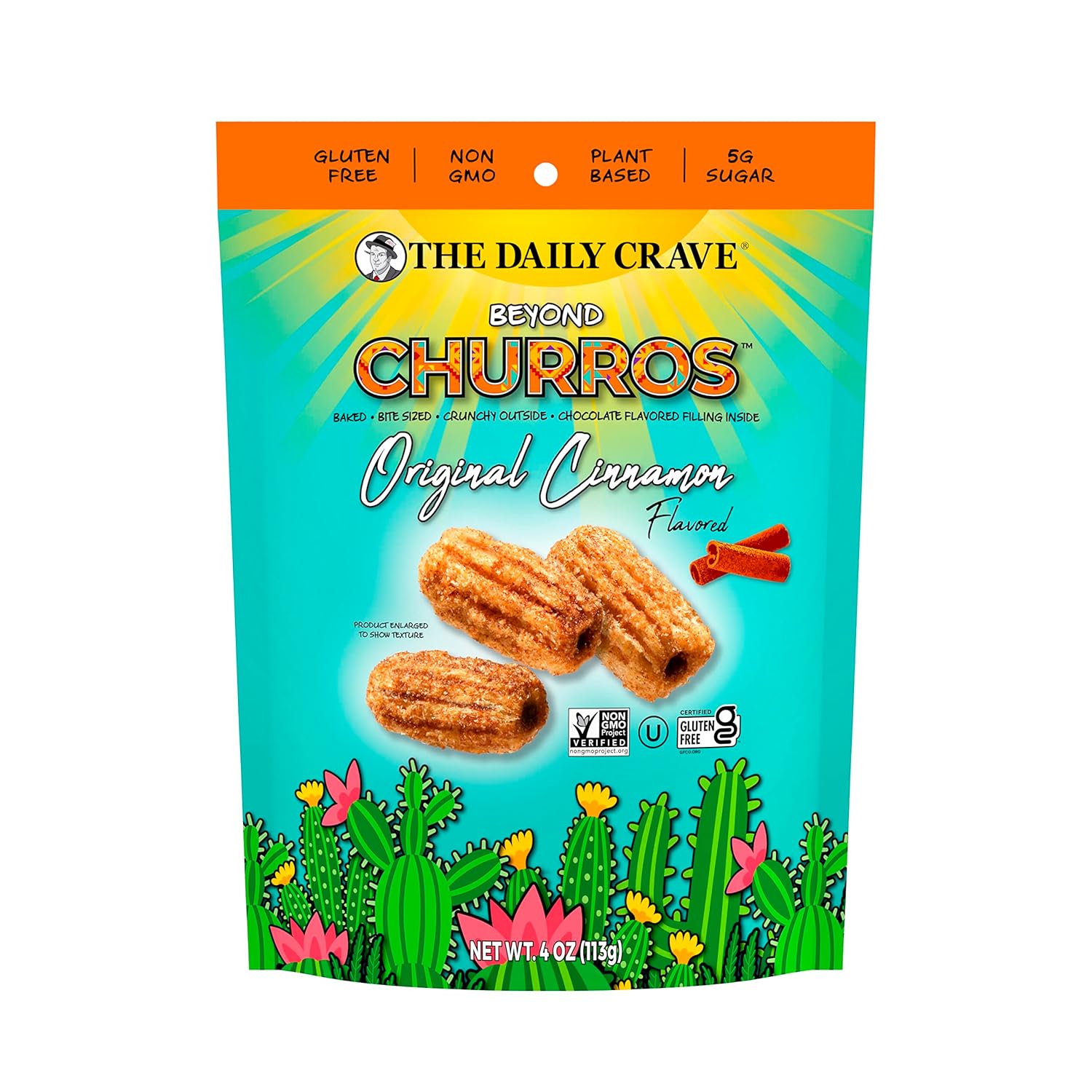 The Daily Crave Beyond Churros, Cinnamon, 4 Oz (Pack Of 6) Plant-Based, Dairy and Soy-Free, Gluten-Free, Non-GMO, Vegan, Multigrain