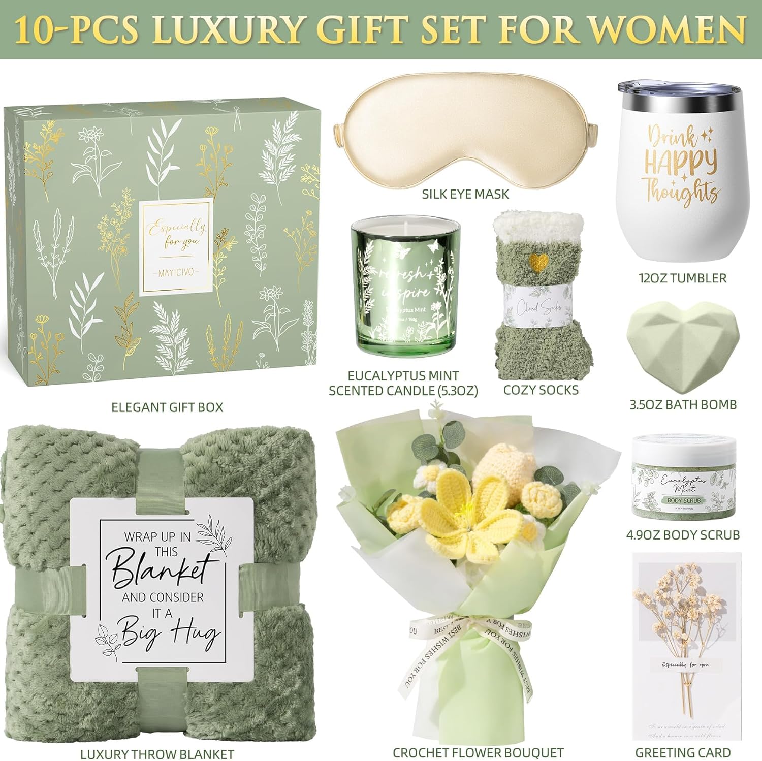 Valentine's Day Birthday Gifts for Women Self Care Package Get Well Soon Gift Baskets, Thinking of You Sympathy Spa Gift Set w/ Crochet Flower Bouquet, Unique Gifts for Women Her Wife Girlfriend Mom - Image 2