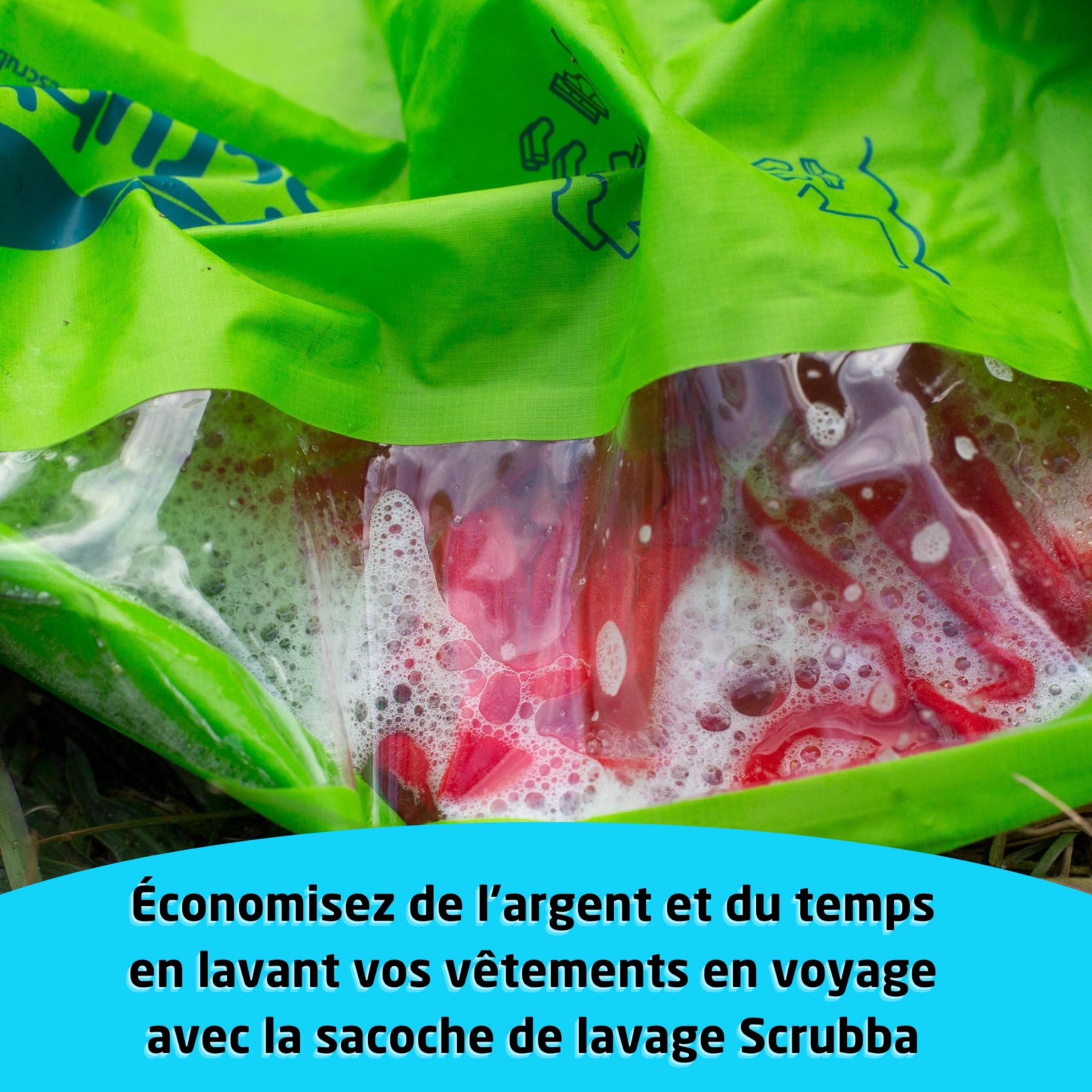 Scrubba Sac Lave-Linge Portatif 2.0 - Sac Étanche D’essorage pour le Voyage, Camping, Randonnée - Essentiel pour Faire Sa Lessive Pendant Son Voyage
